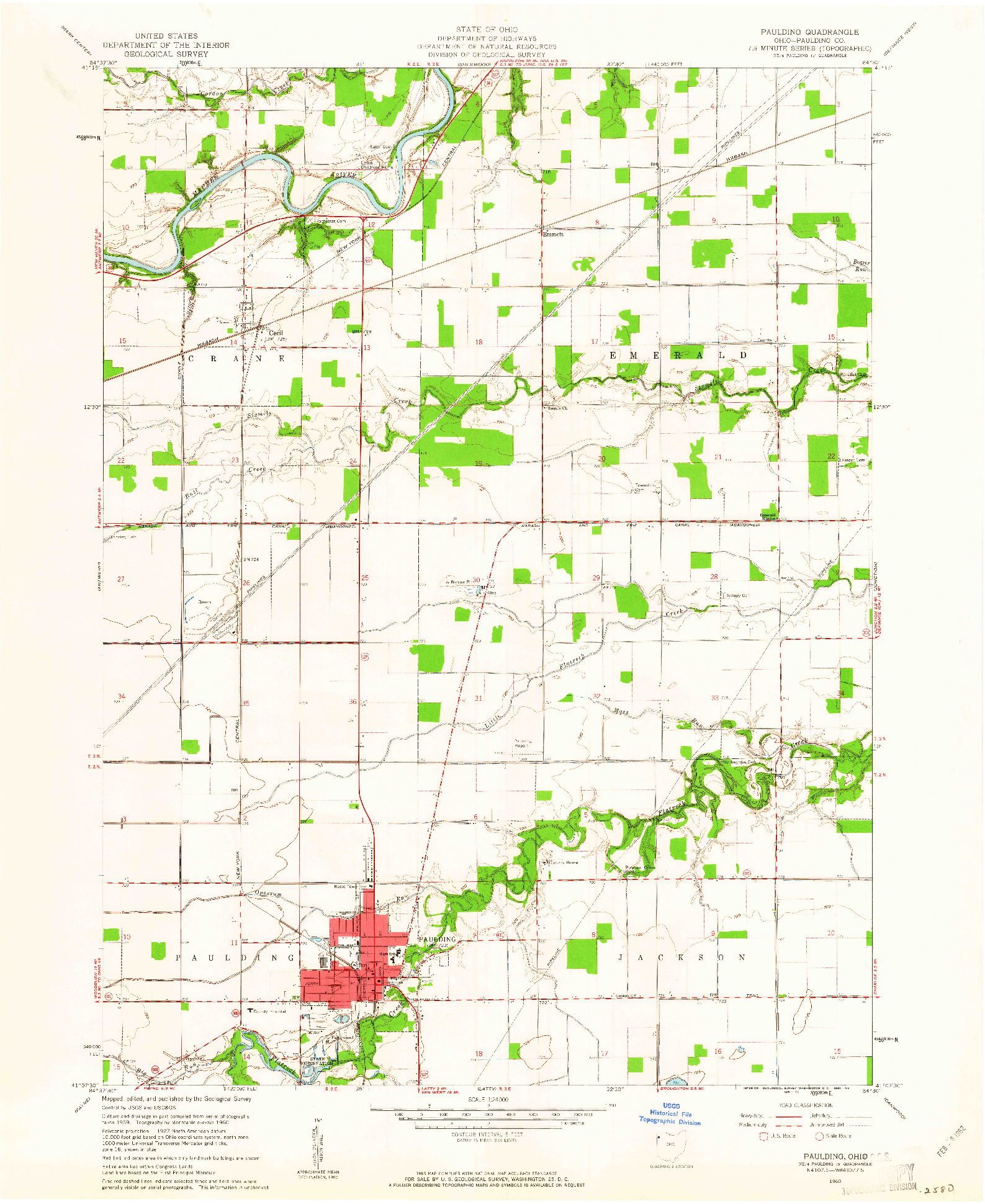 USGS 1:24000-SCALE QUADRANGLE FOR PAULDING, OH 1960