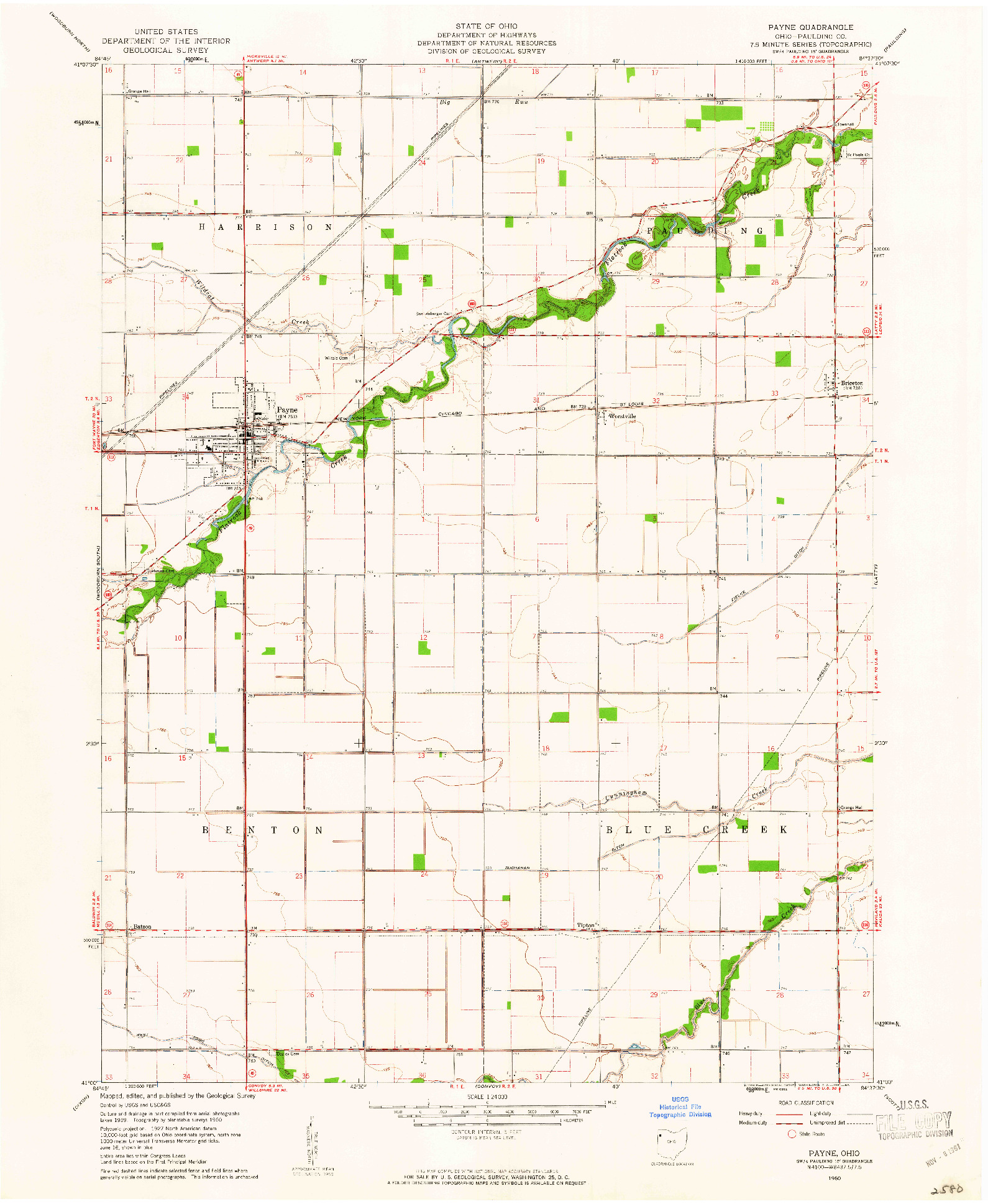 USGS 1:24000-SCALE QUADRANGLE FOR PAYNE, OH 1960