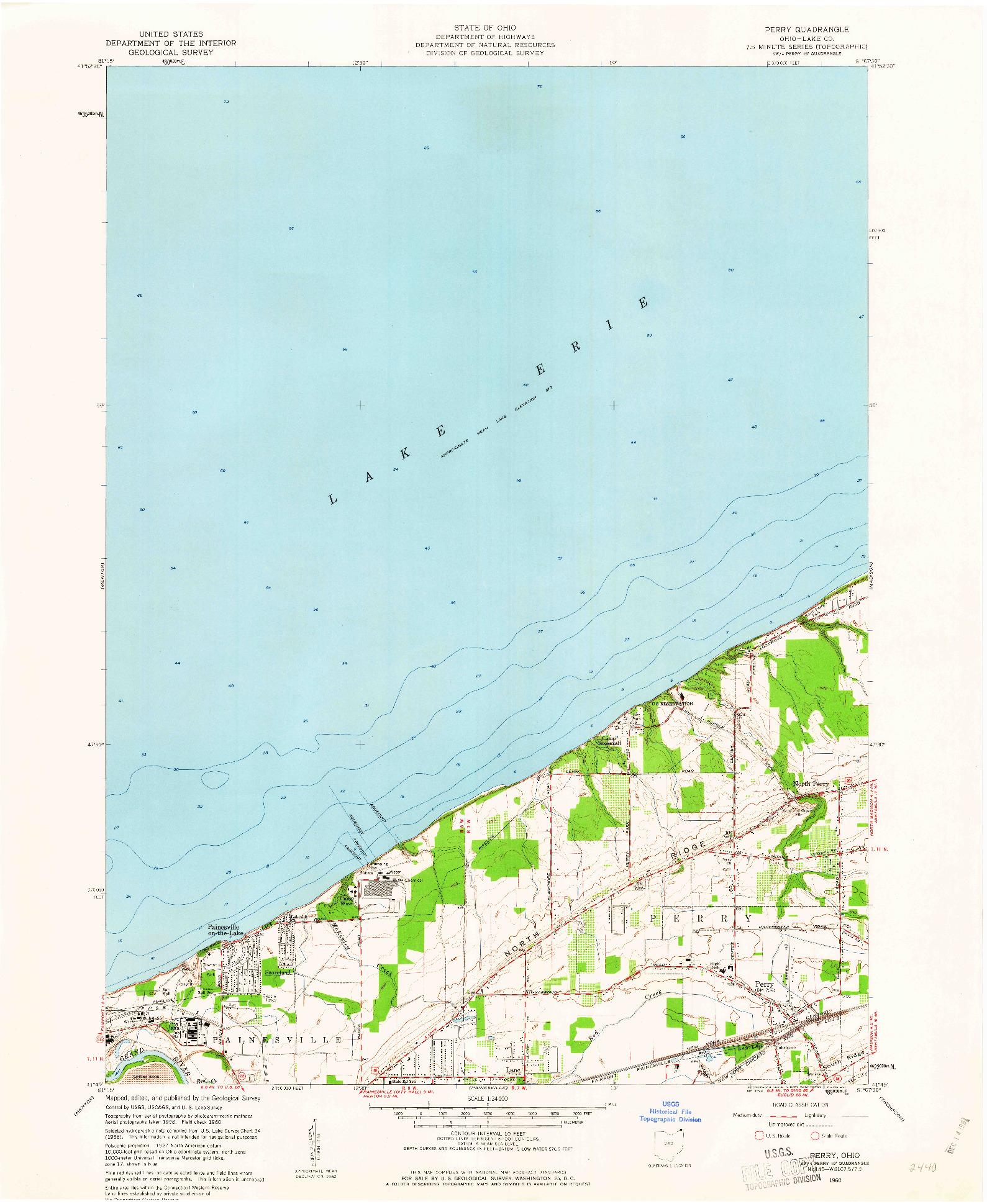 USGS 1:24000-SCALE QUADRANGLE FOR PERRY, OH 1960