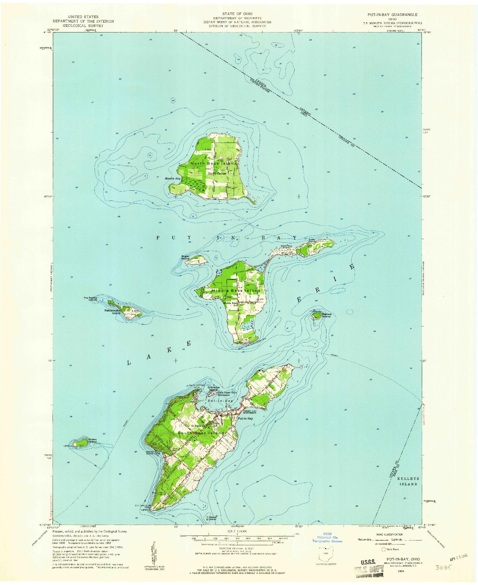 USGS 1:24000-SCALE QUADRANGLE FOR PUT-IN-BAY, OH 1959