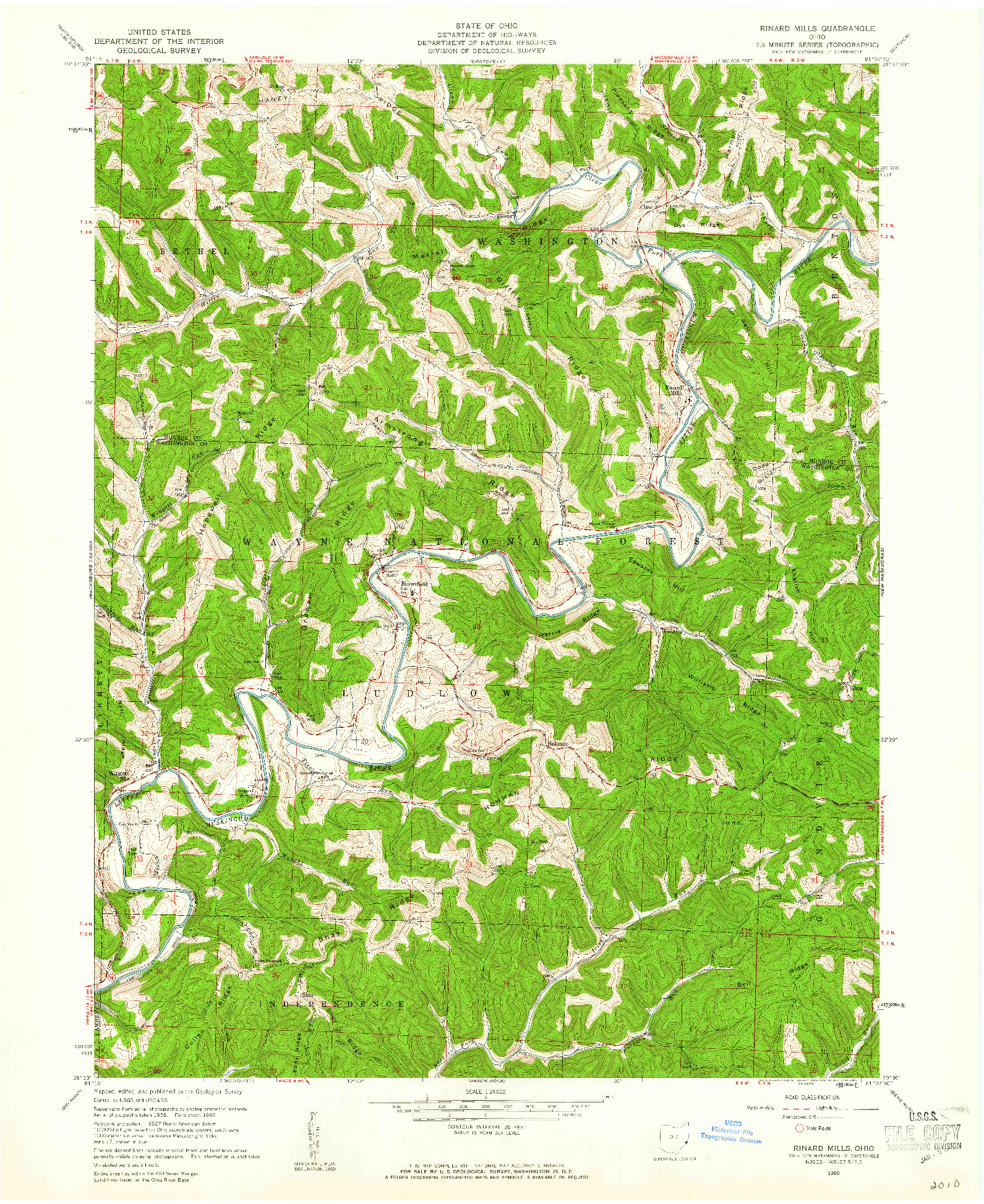 USGS 1:24000-SCALE QUADRANGLE FOR RINARD MILLS, OH 1960