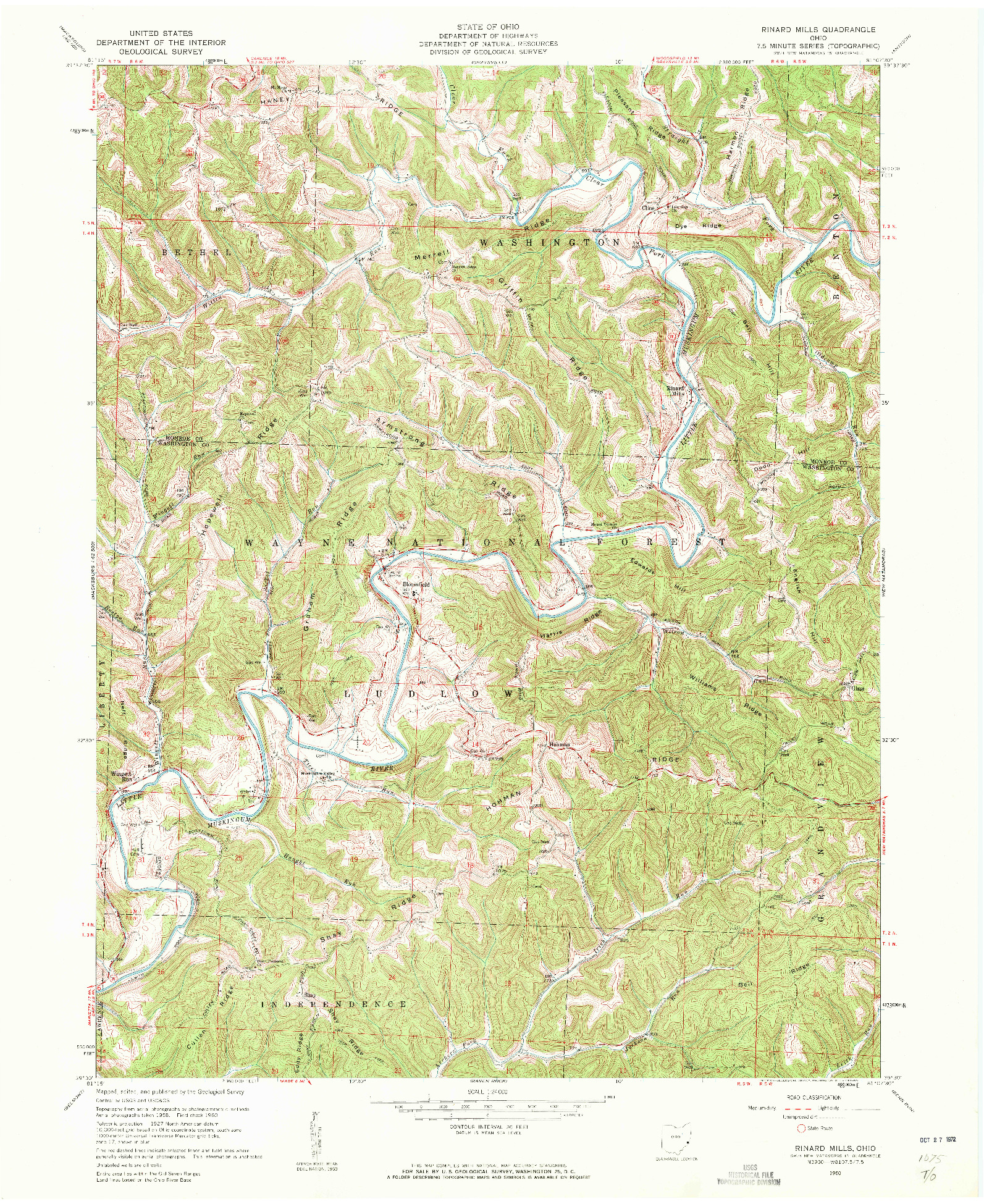 USGS 1:24000-SCALE QUADRANGLE FOR RINARD MILLS, OH 1960