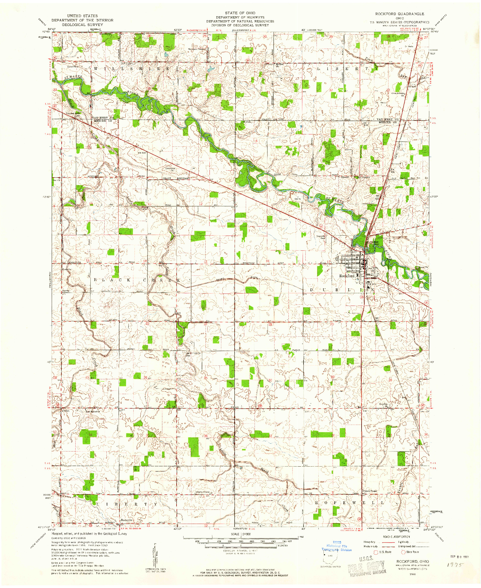 USGS 1:24000-SCALE QUADRANGLE FOR ROCKFORD, OH 1960
