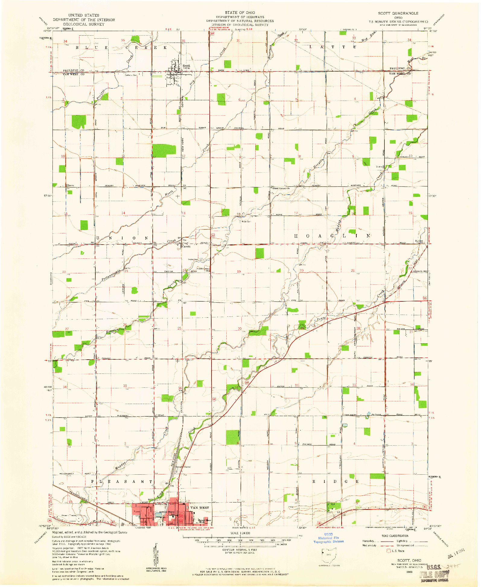USGS 1:24000-SCALE QUADRANGLE FOR SCOTT, OH 1960