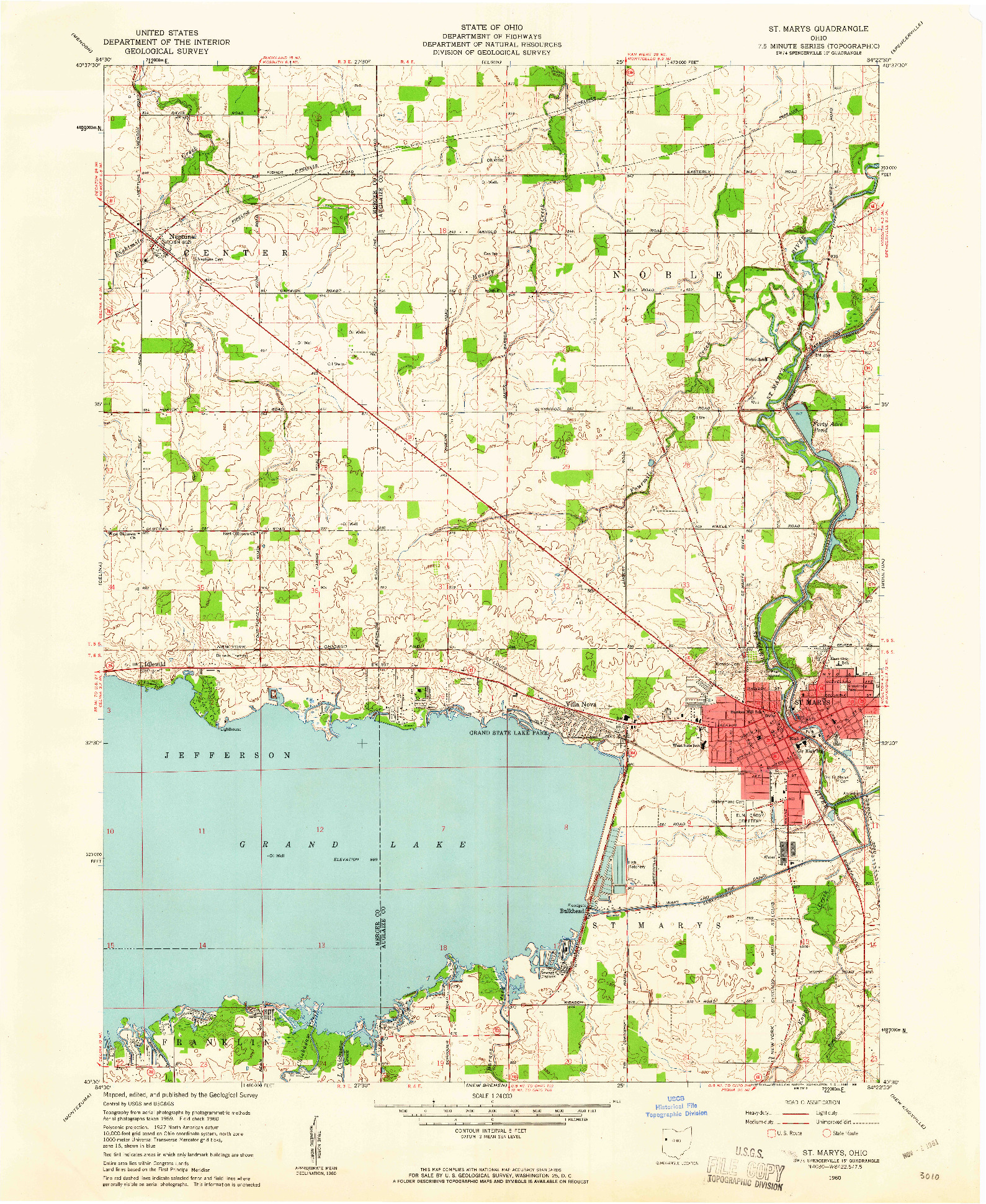 USGS 1:24000-SCALE QUADRANGLE FOR ST. MARYS, OH 1960