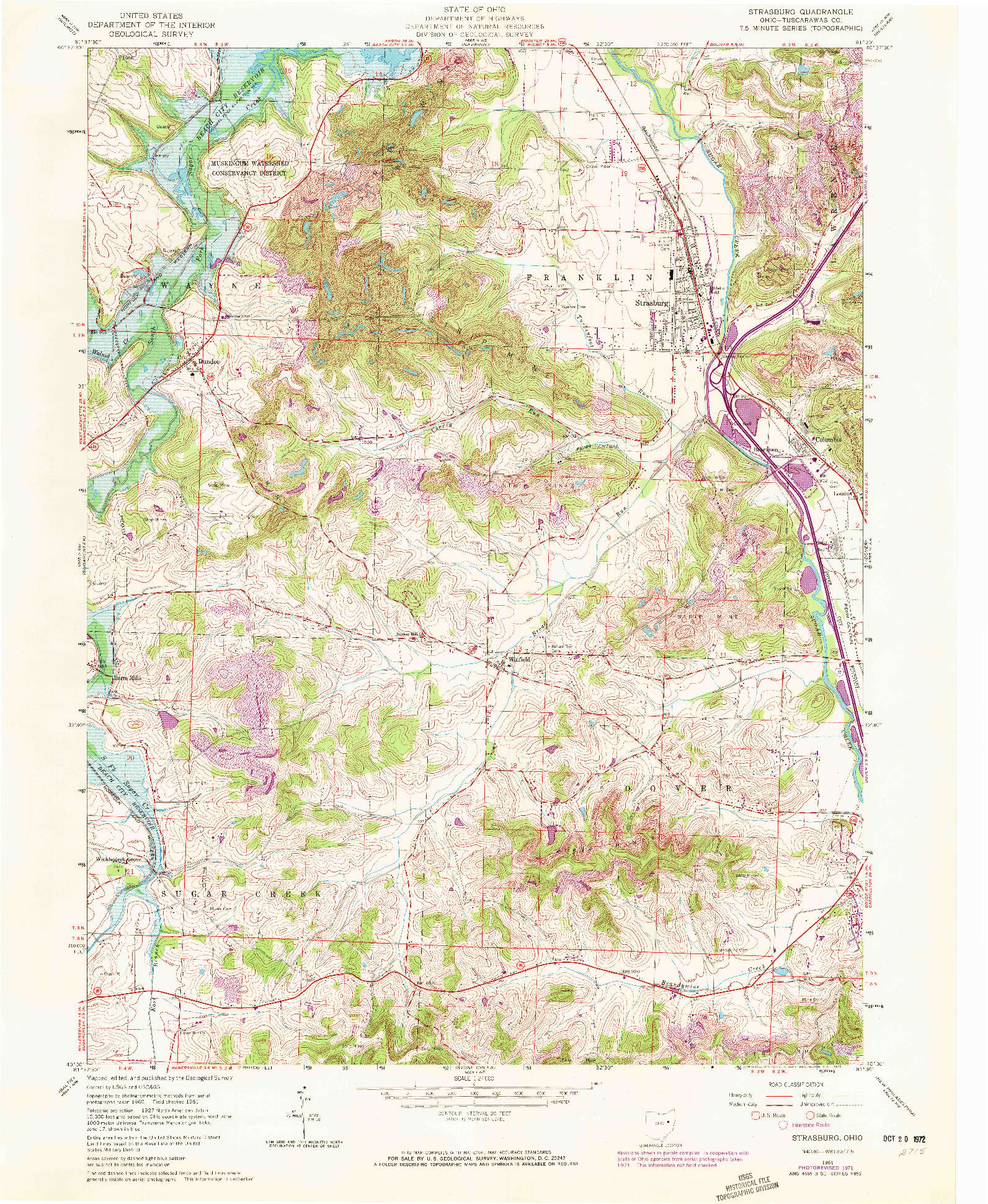 USGS 1:24000-SCALE QUADRANGLE FOR STRASBURG, OH 1961