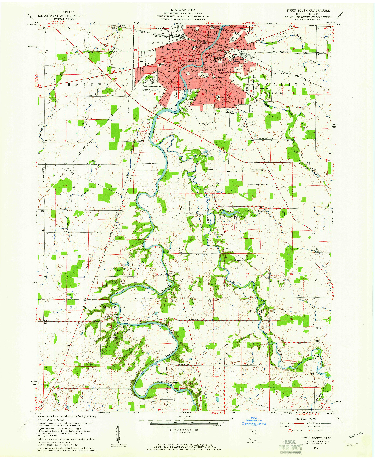 USGS 1:24000-SCALE QUADRANGLE FOR TIFFIN SOUTH, OH 1960