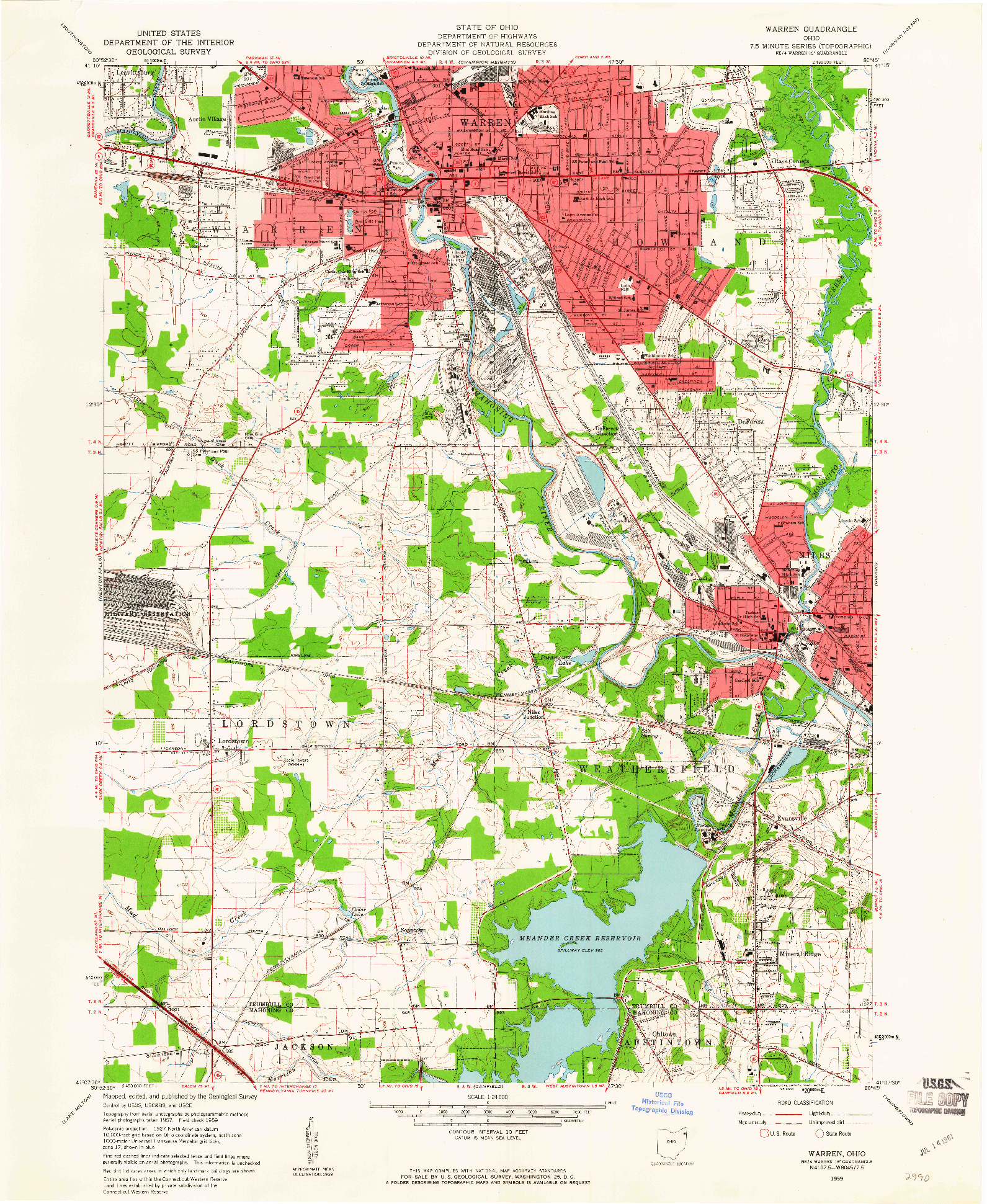 USGS 1:24000-SCALE QUADRANGLE FOR WARREN, OH 1959