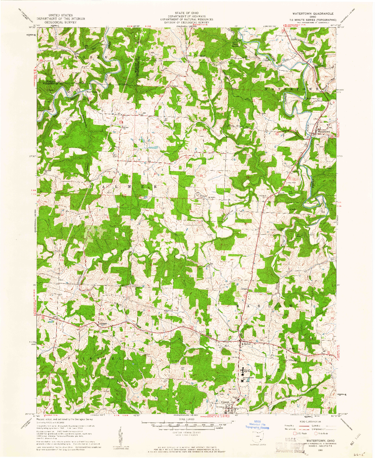 USGS 1:24000-SCALE QUADRANGLE FOR WATERTOWN, OH 1960