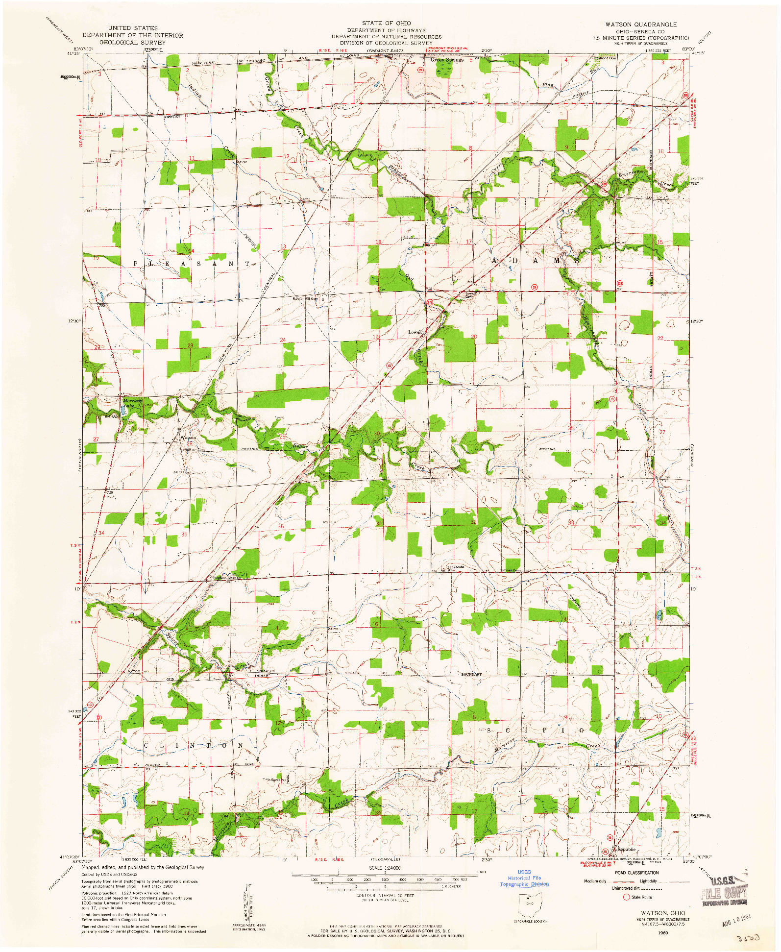 USGS 1:24000-SCALE QUADRANGLE FOR WATSON, OH 1960