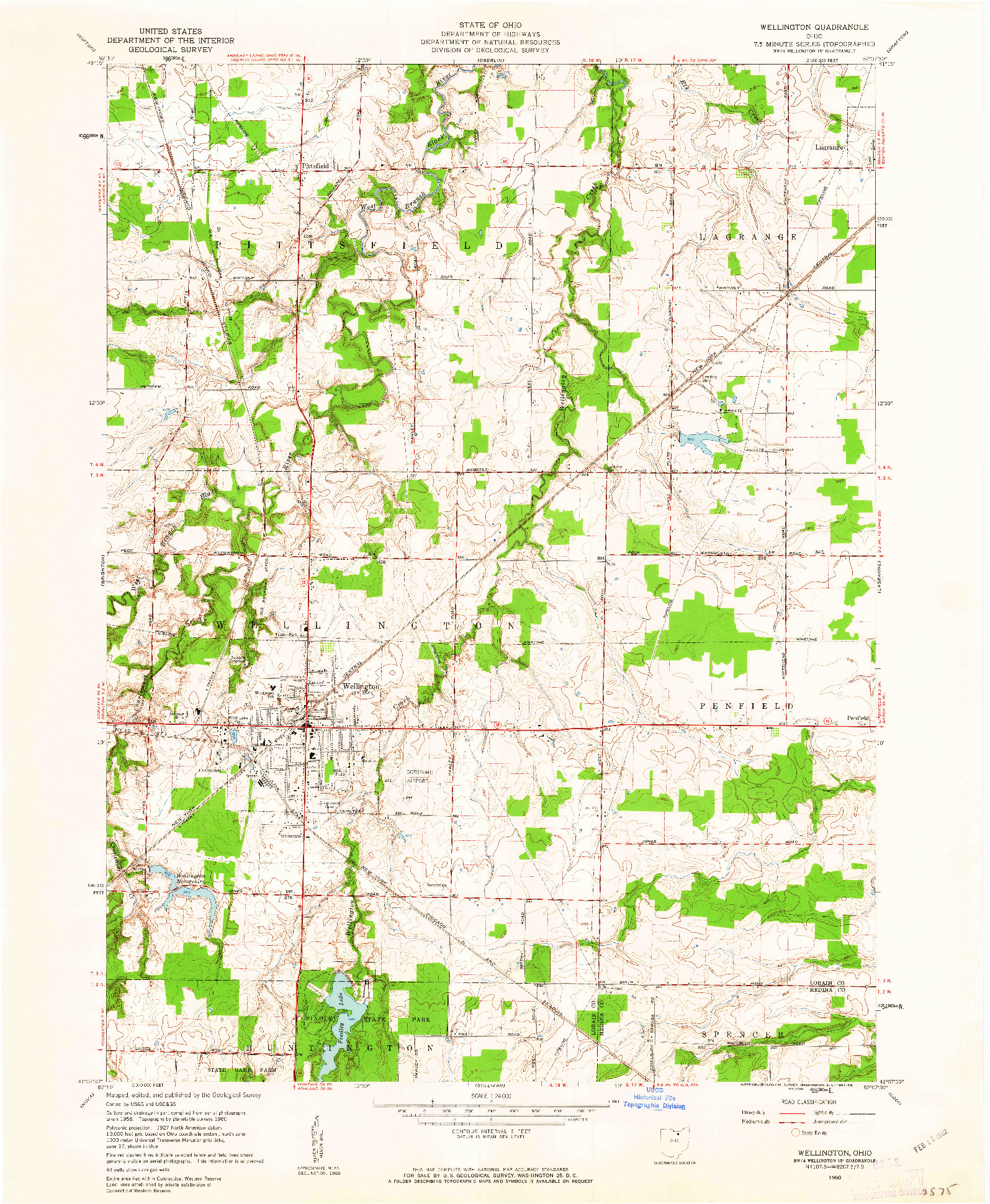 USGS 1:24000-SCALE QUADRANGLE FOR WELLINGTON, OH 1960