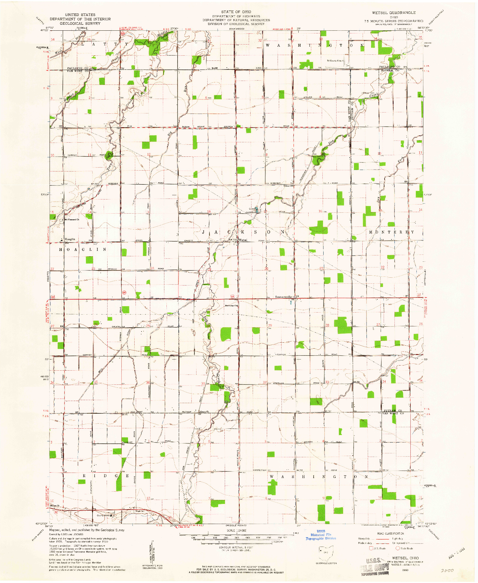 USGS 1:24000-SCALE QUADRANGLE FOR WETSEL, OH 1960