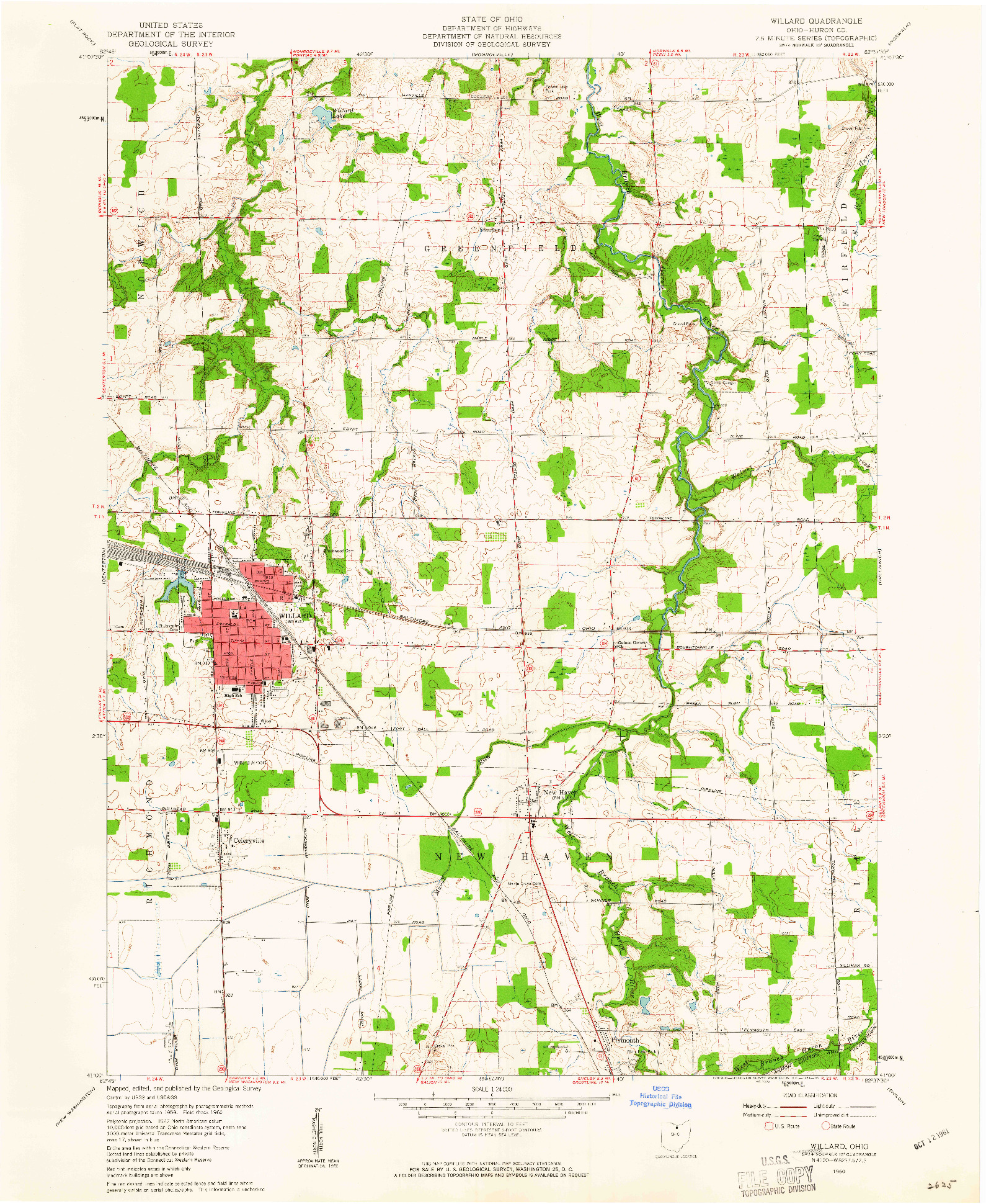 USGS 1:24000-SCALE QUADRANGLE FOR WILLARD, OH 1960