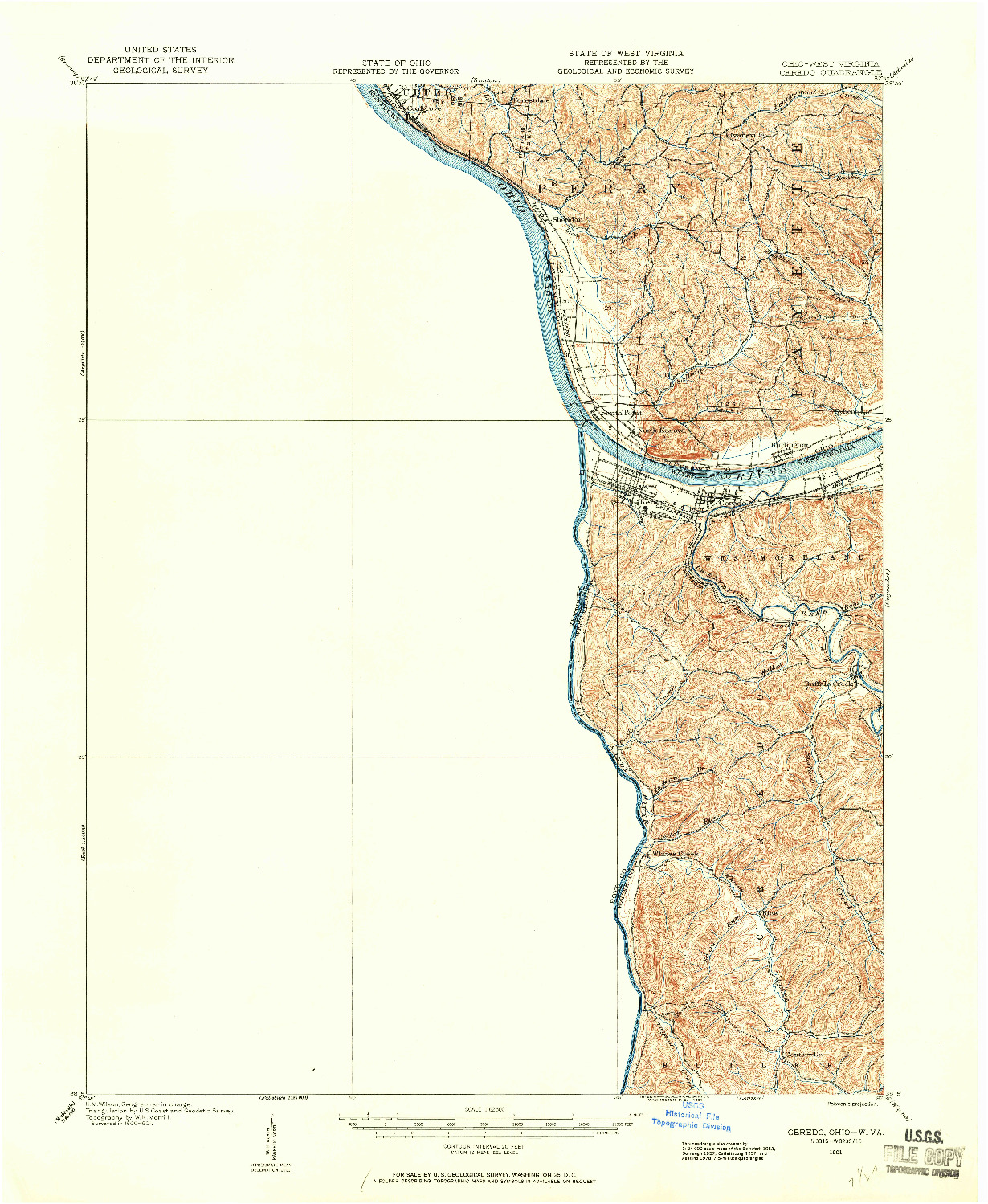 USGS 1:62500-SCALE QUADRANGLE FOR CEREDO, OH 1901