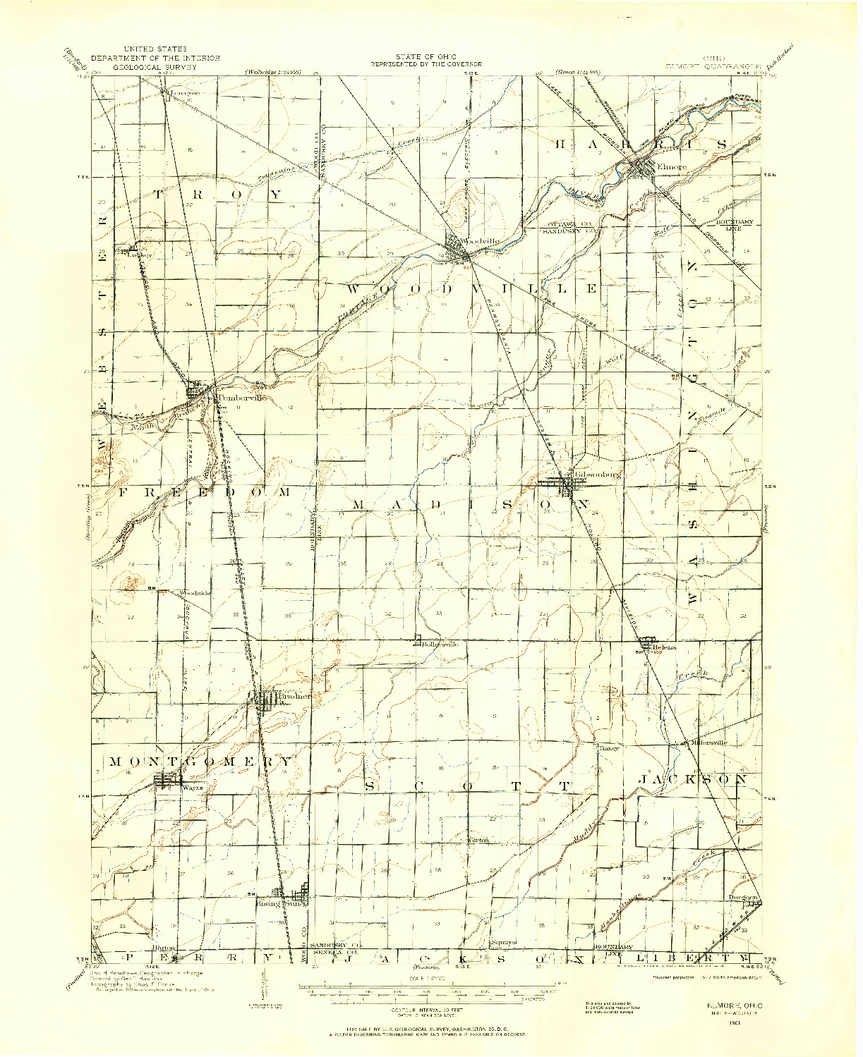 USGS 1:62500-SCALE QUADRANGLE FOR ELMORE, OH 1901