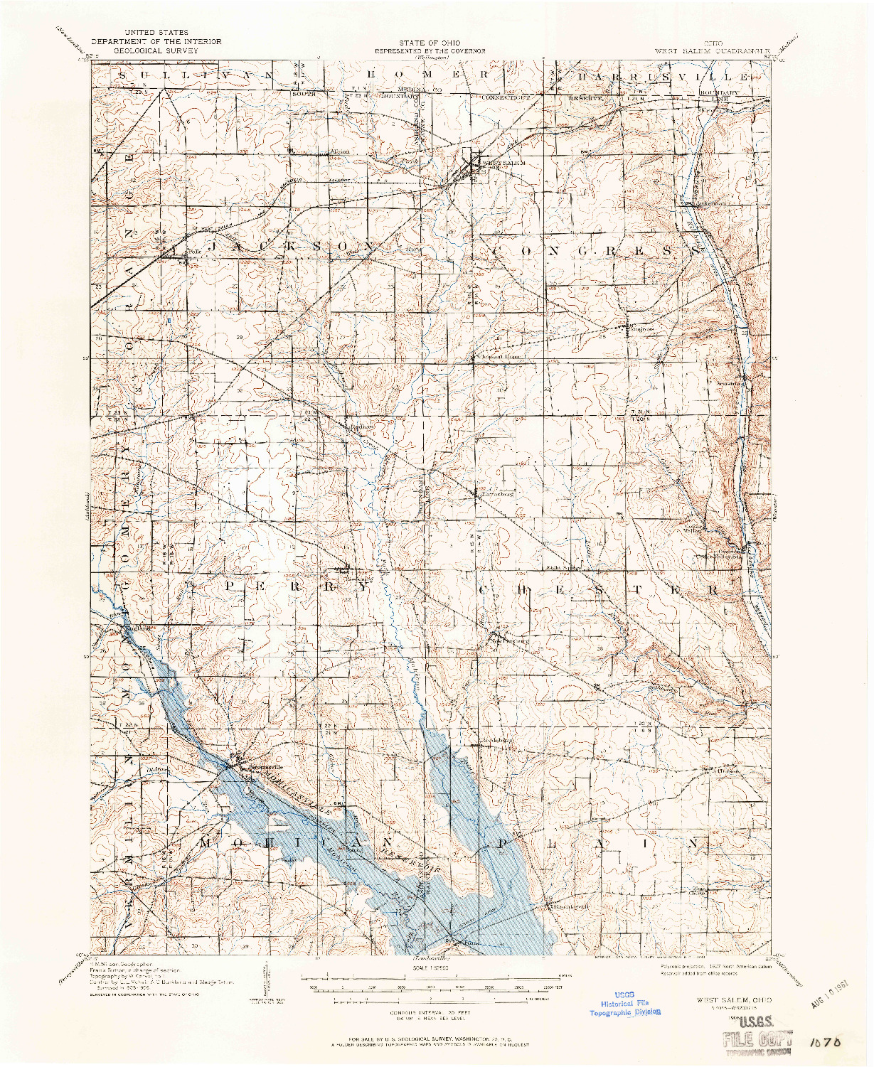 USGS 1:62500-SCALE QUADRANGLE FOR WEST SALEM, OH 1906