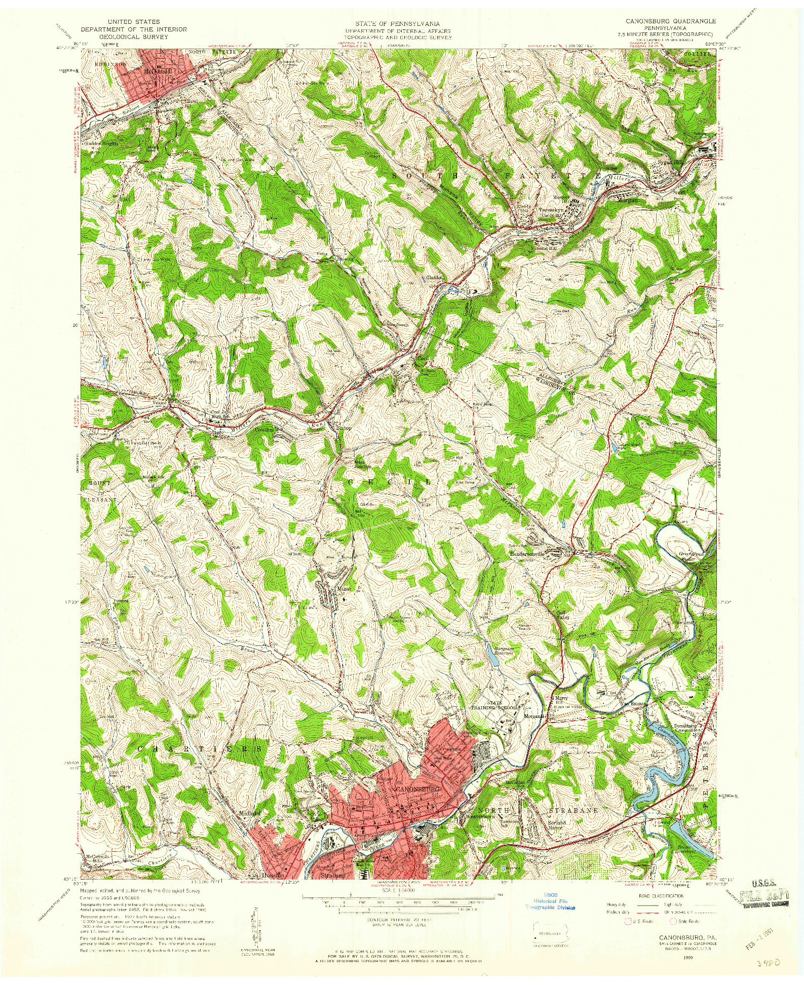 USGS 1:24000-SCALE QUADRANGLE FOR CANONSBURG, PA 1960