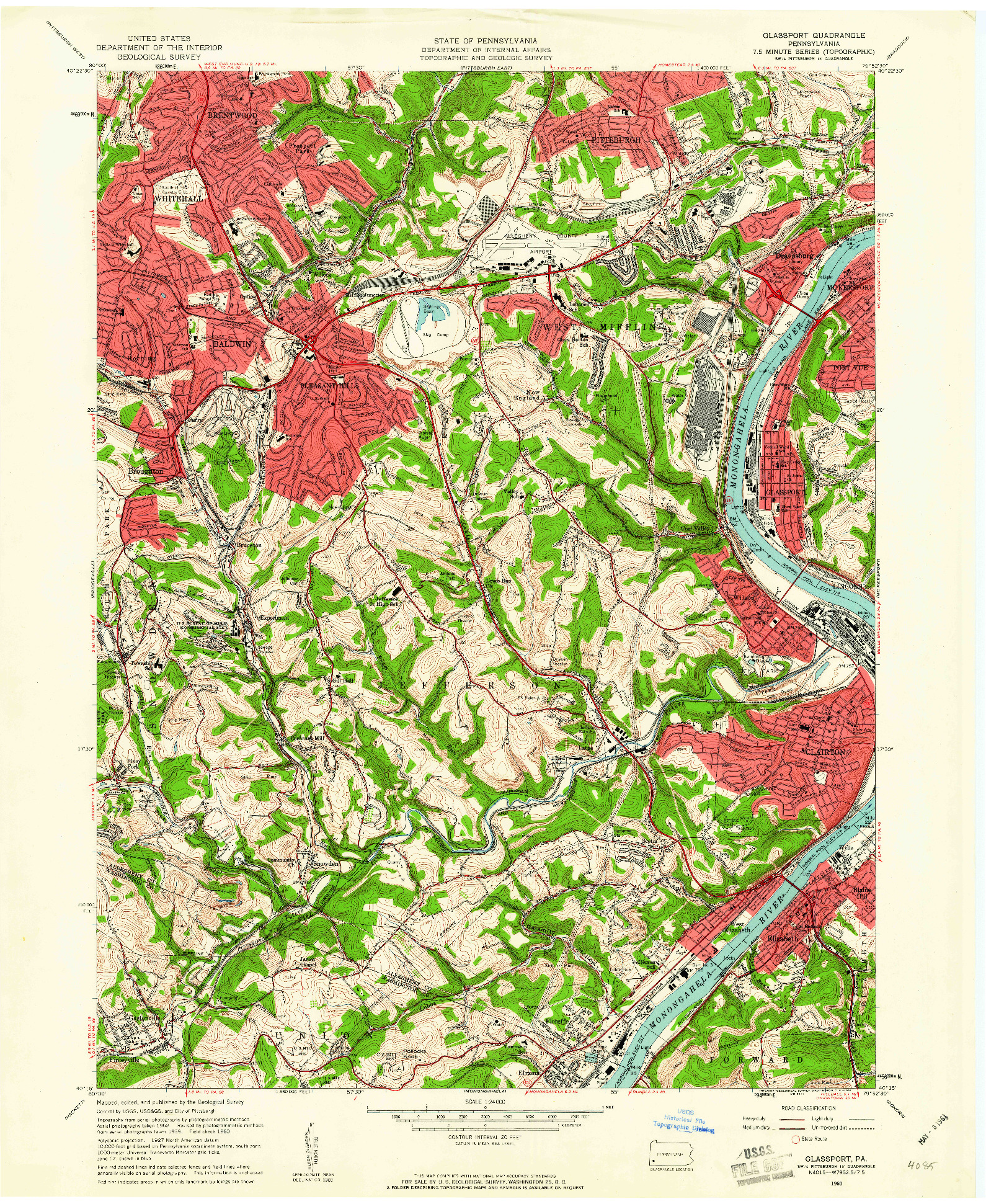 USGS 1:24000-SCALE QUADRANGLE FOR GLASSPORT, PA 1960