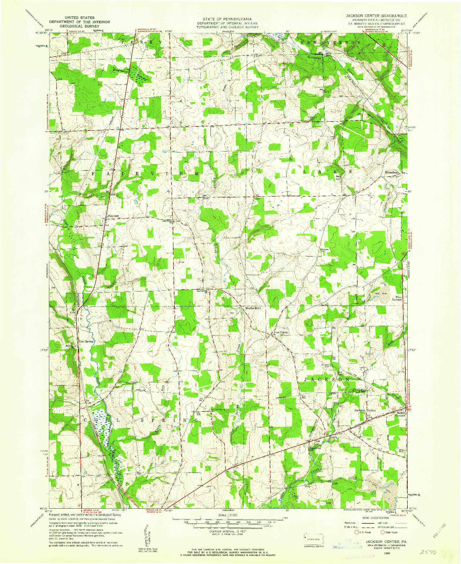 USGS 1:24000-SCALE QUADRANGLE FOR JACKSON CENTER, PA 1960