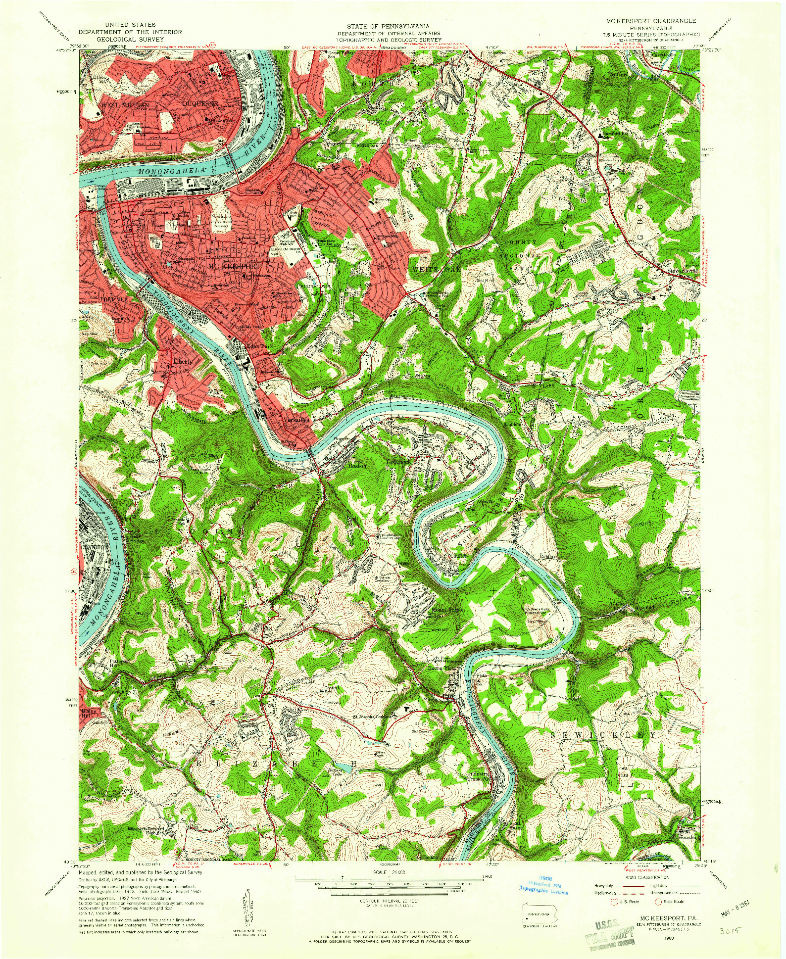 USGS 1:24000-SCALE QUADRANGLE FOR MC KEESPORT, PA 1960