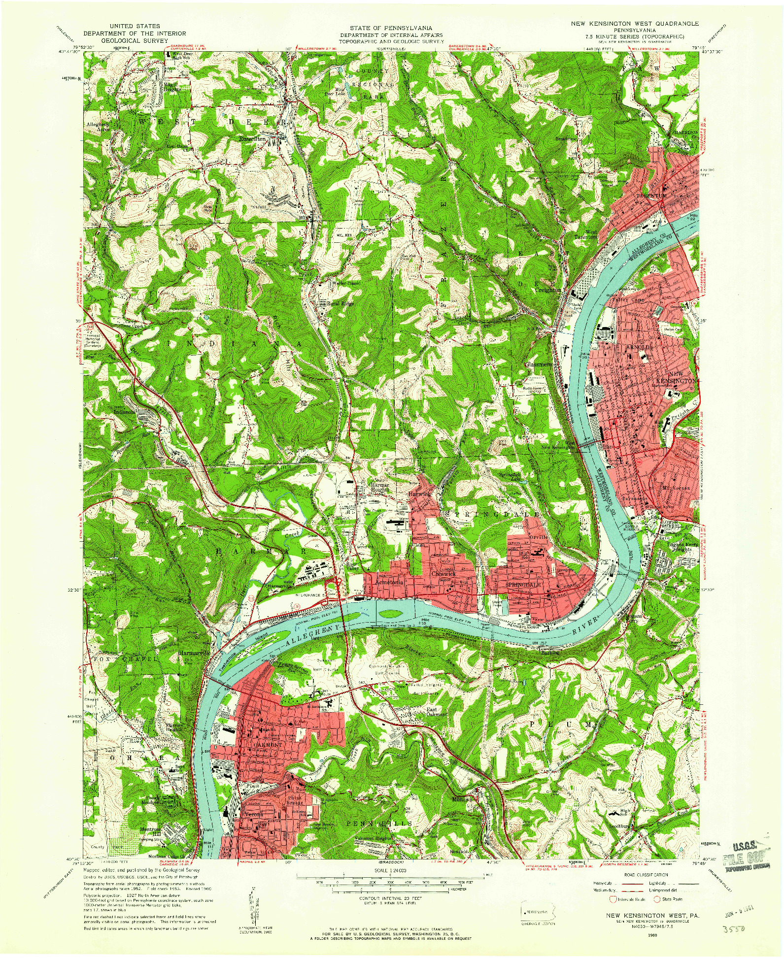 USGS 1:24000-SCALE QUADRANGLE FOR NEW KENSINGTON WEST, PA 1960