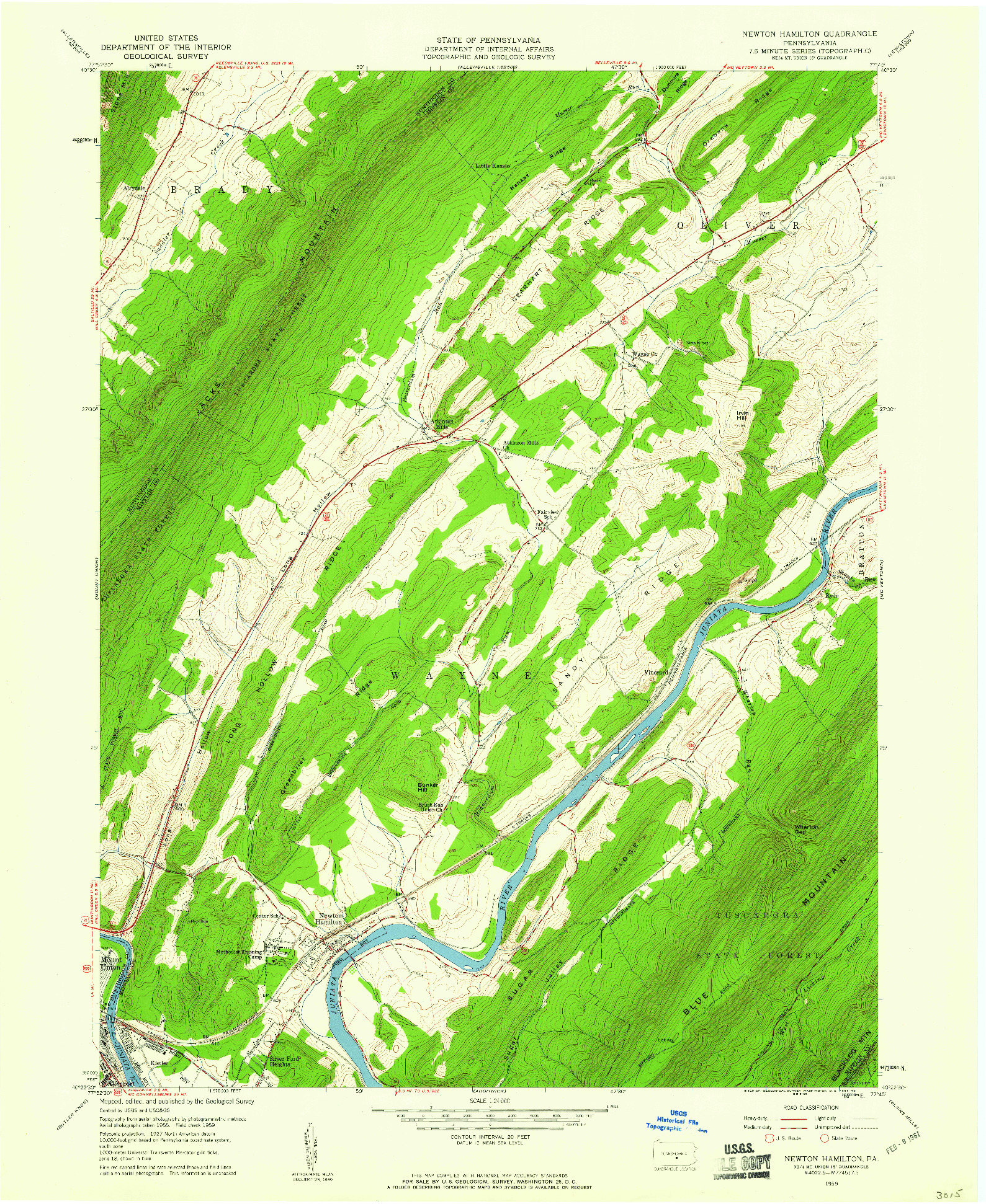 USGS 1:24000-SCALE QUADRANGLE FOR NEWTON HAMILTON, PA 1959