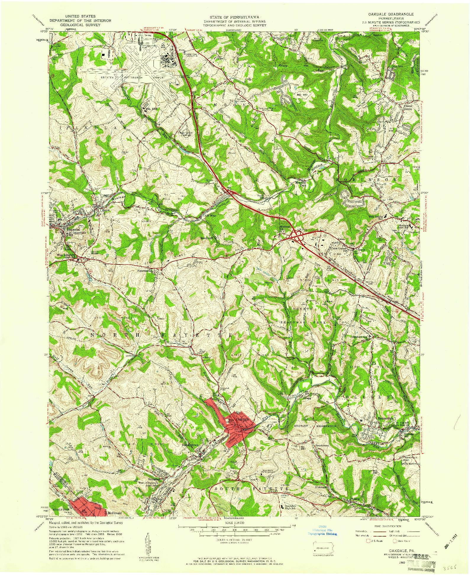 USGS 1:24000-SCALE QUADRANGLE FOR OAKDALE, PA 1960