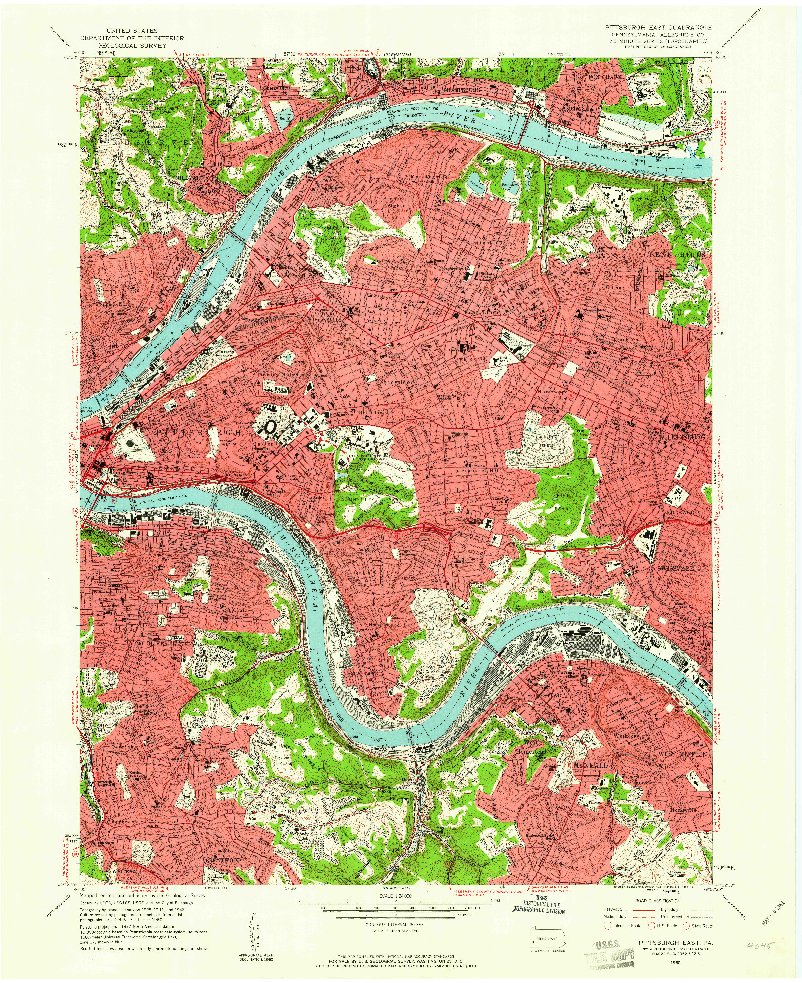 USGS 1:24000-SCALE QUADRANGLE FOR PITTSBURGH EAST, PA 1960