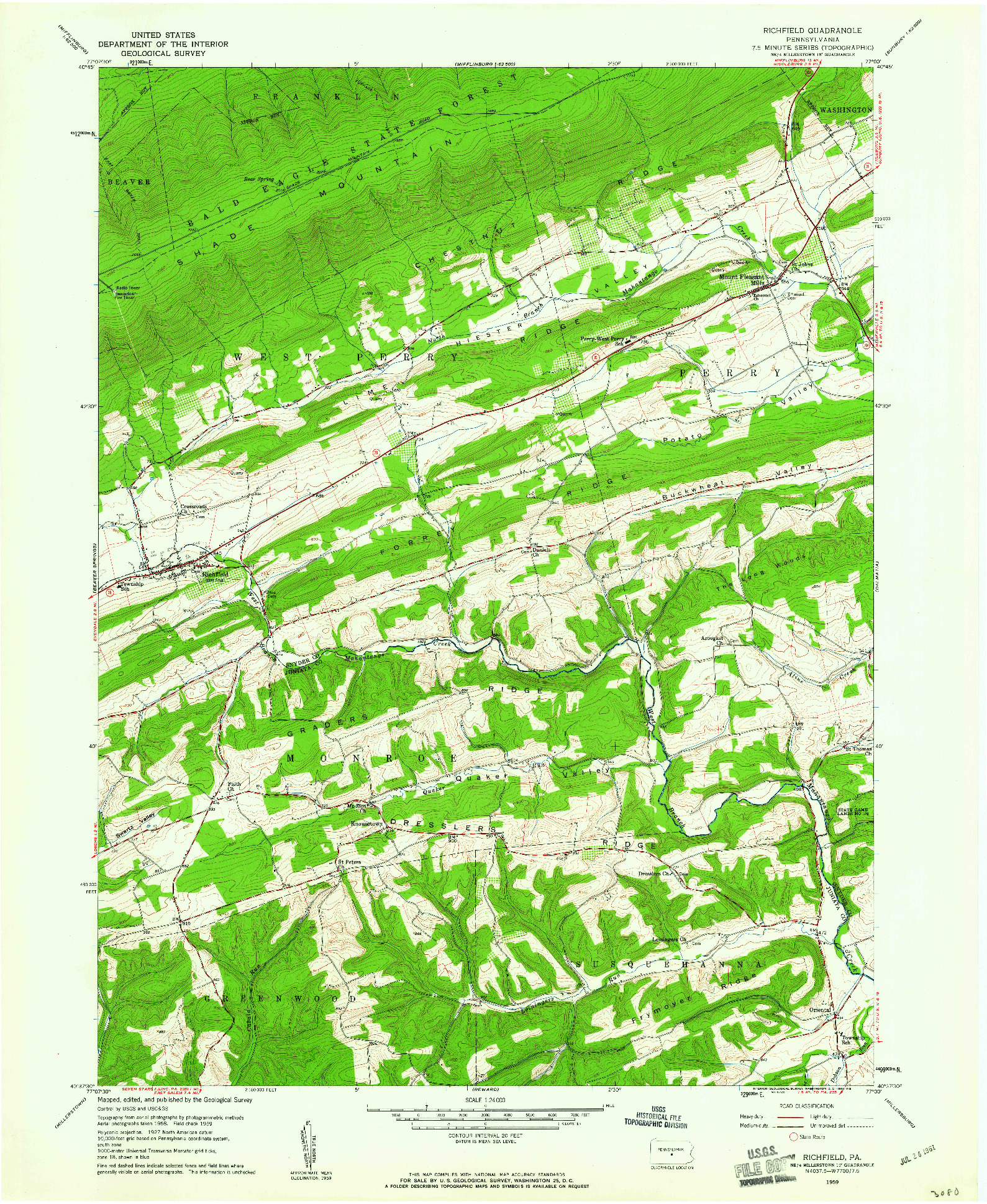 USGS 1:24000-SCALE QUADRANGLE FOR RICHFIELD, PA 1959