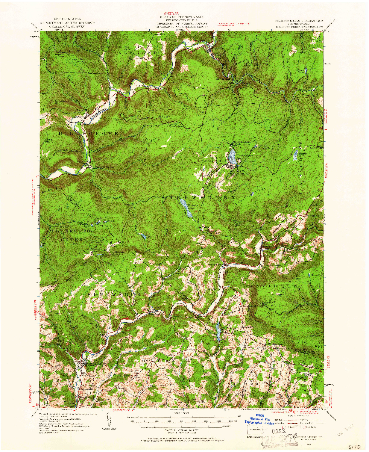 USGS 1:62500-SCALE QUADRANGLE FOR EAGLES MERE, PA 1953