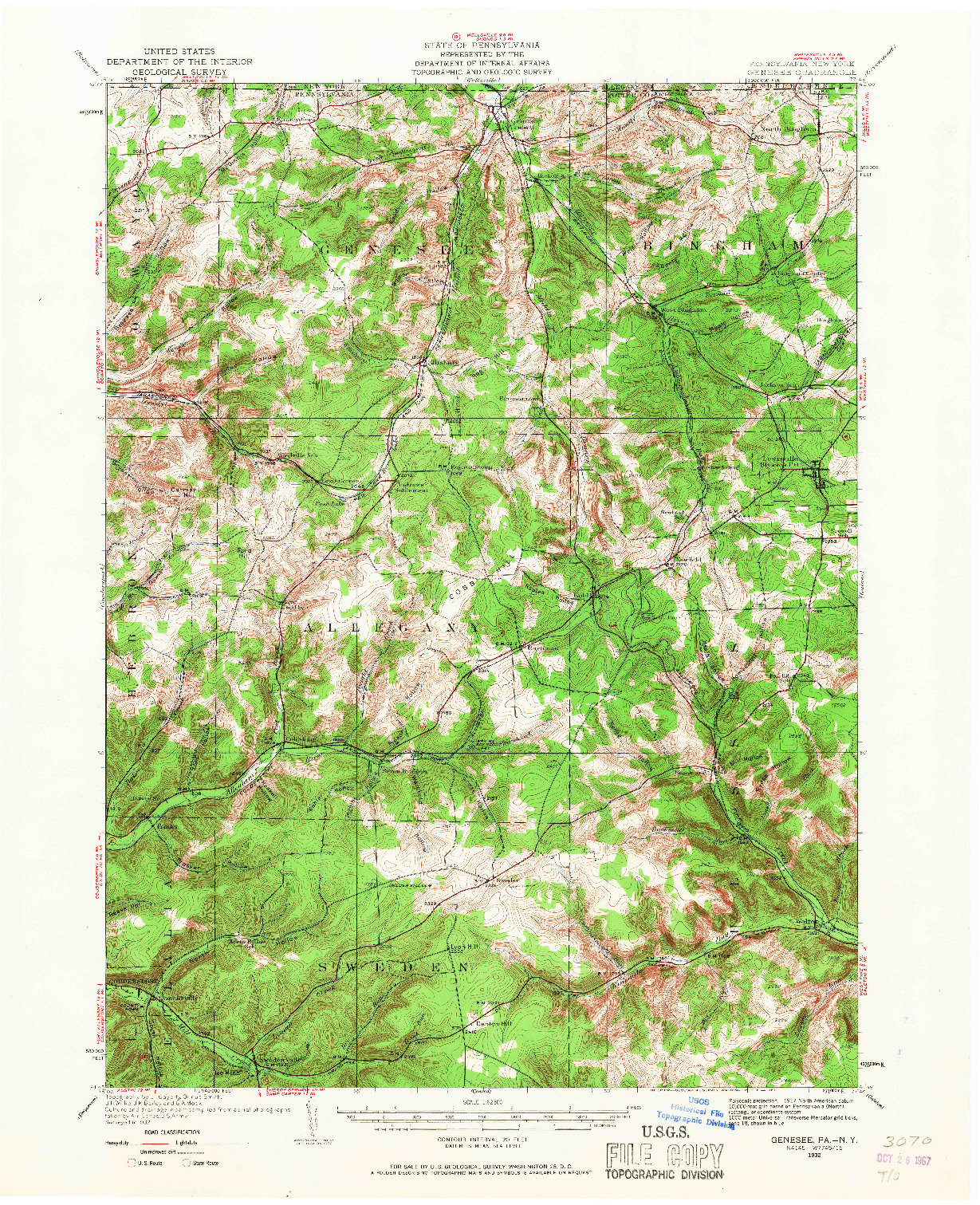 USGS 1:62500-SCALE QUADRANGLE FOR GENESEE, PA 1932