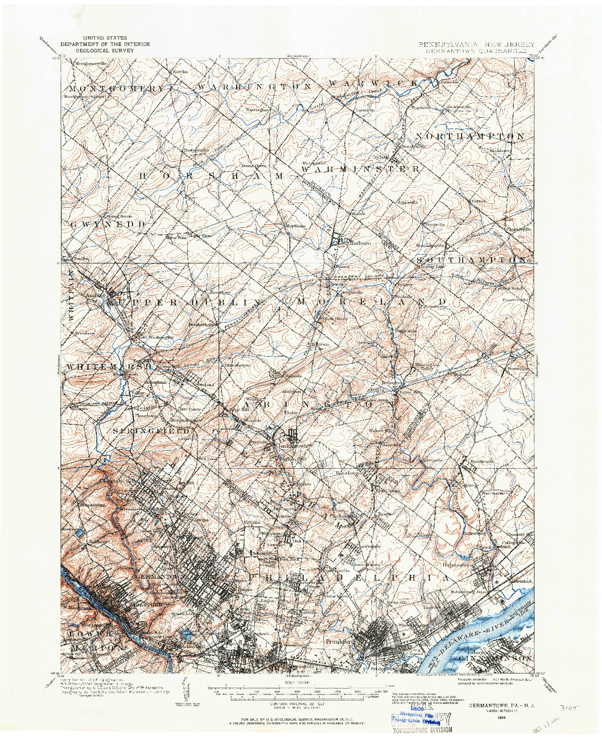 USGS 1:62500-SCALE QUADRANGLE FOR GERMANTOWN, PA 1894