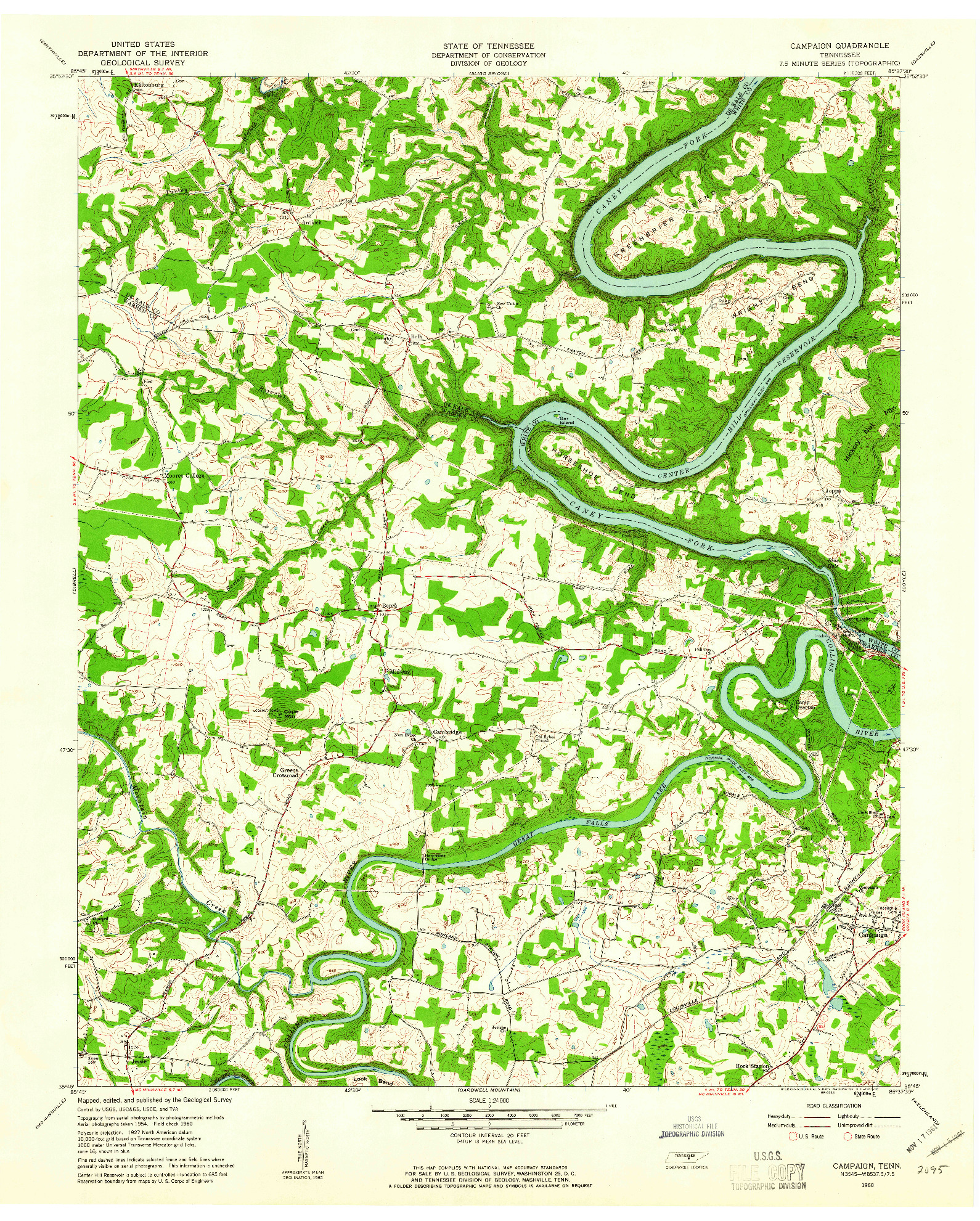 USGS 1:24000-SCALE QUADRANGLE FOR CAMPAIGN, TN 1960