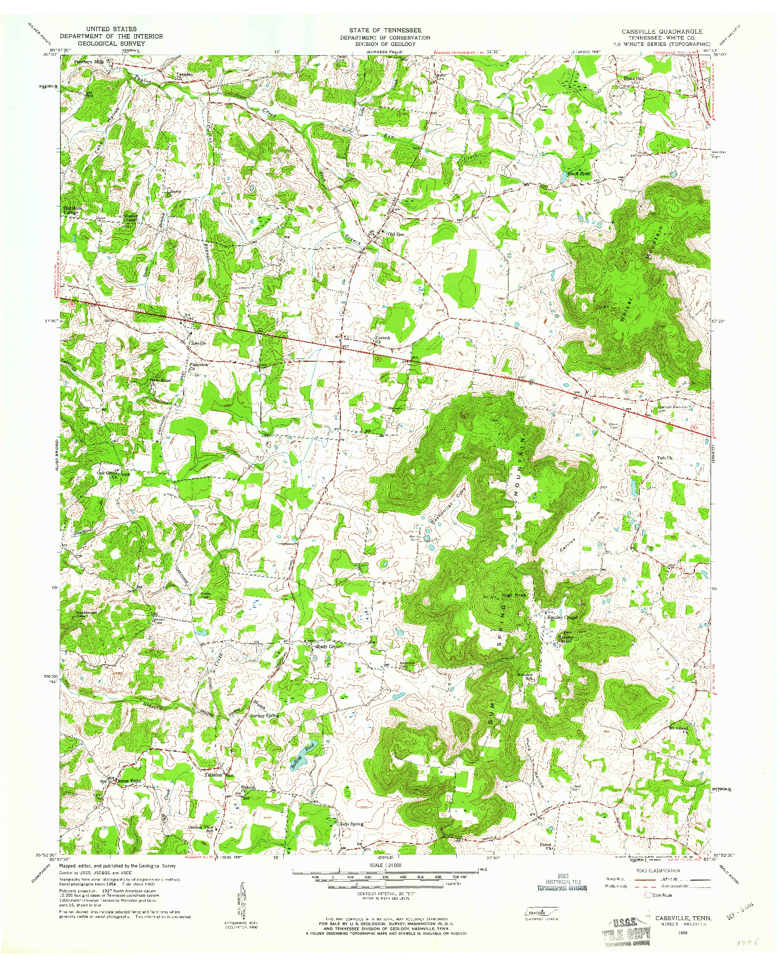 USGS 1:24000-SCALE QUADRANGLE FOR CASSVILLE, TN 1960