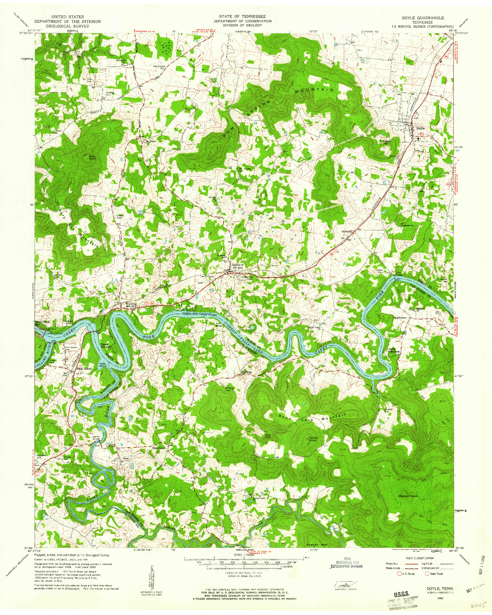 USGS 1:24000-SCALE QUADRANGLE FOR DOYLE, TN 1960