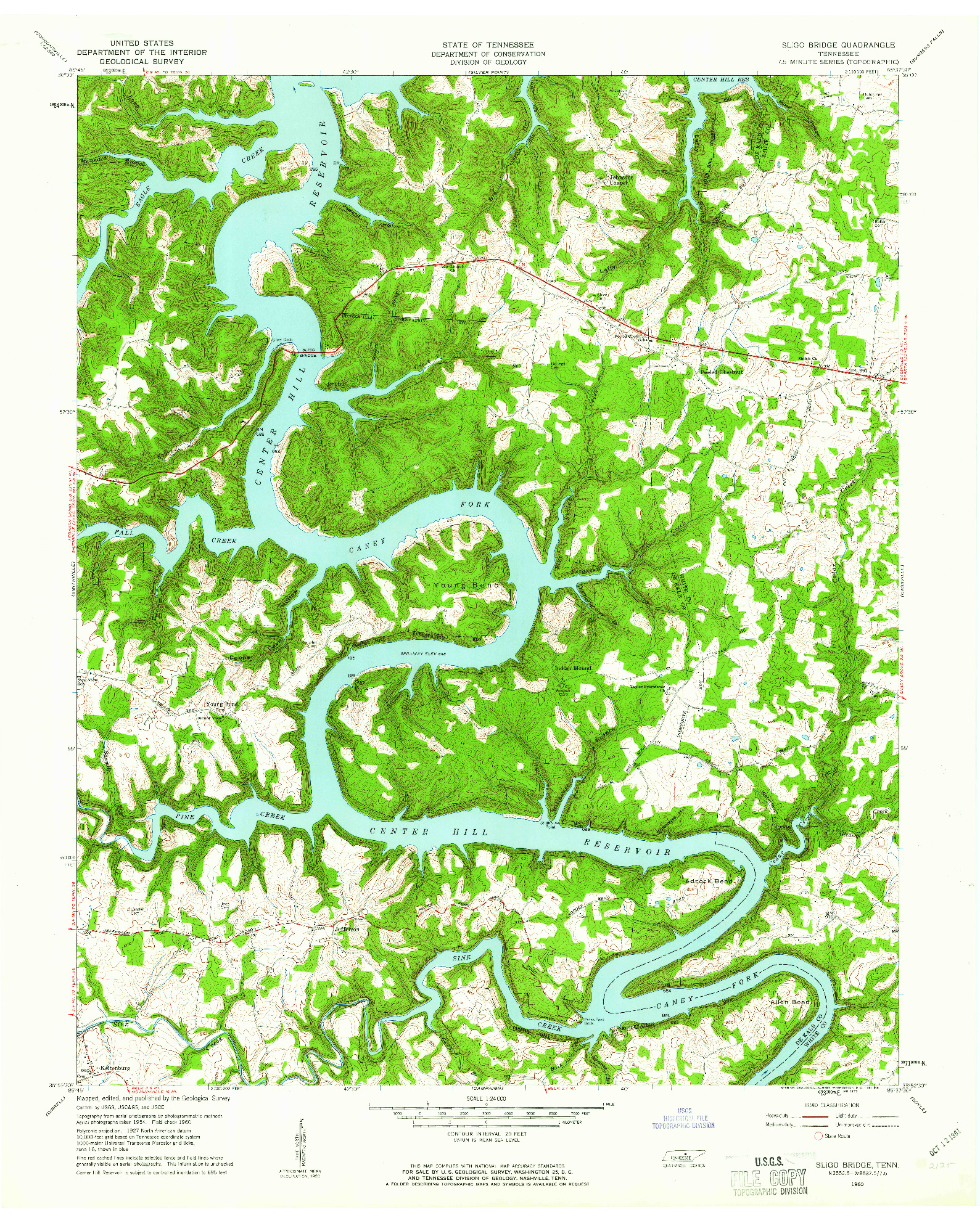 USGS 1:24000-SCALE QUADRANGLE FOR SLIGO BRIDGE, TN 1960