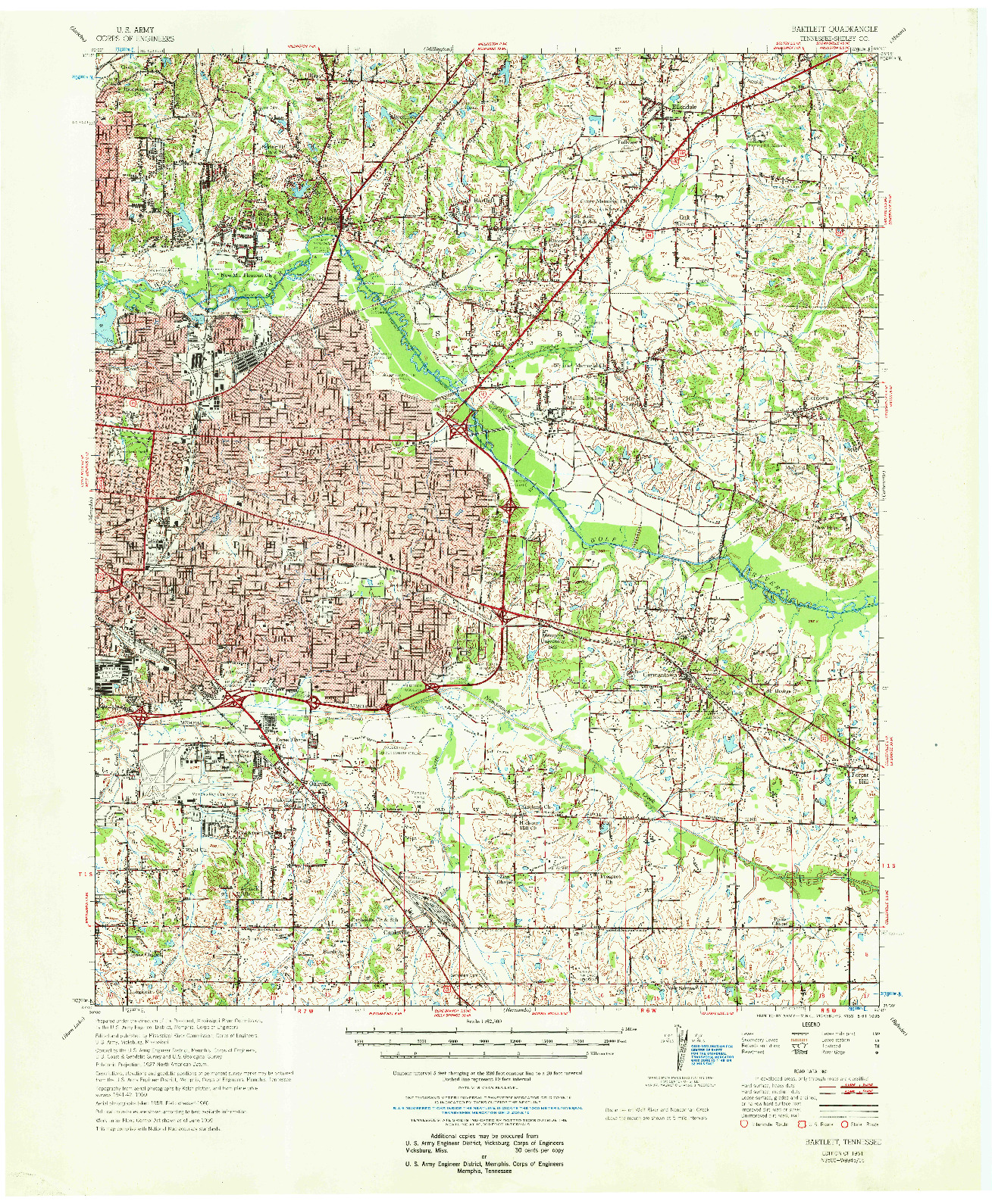 USGS 1:62500-SCALE QUADRANGLE FOR BARTLETT, TN 1961