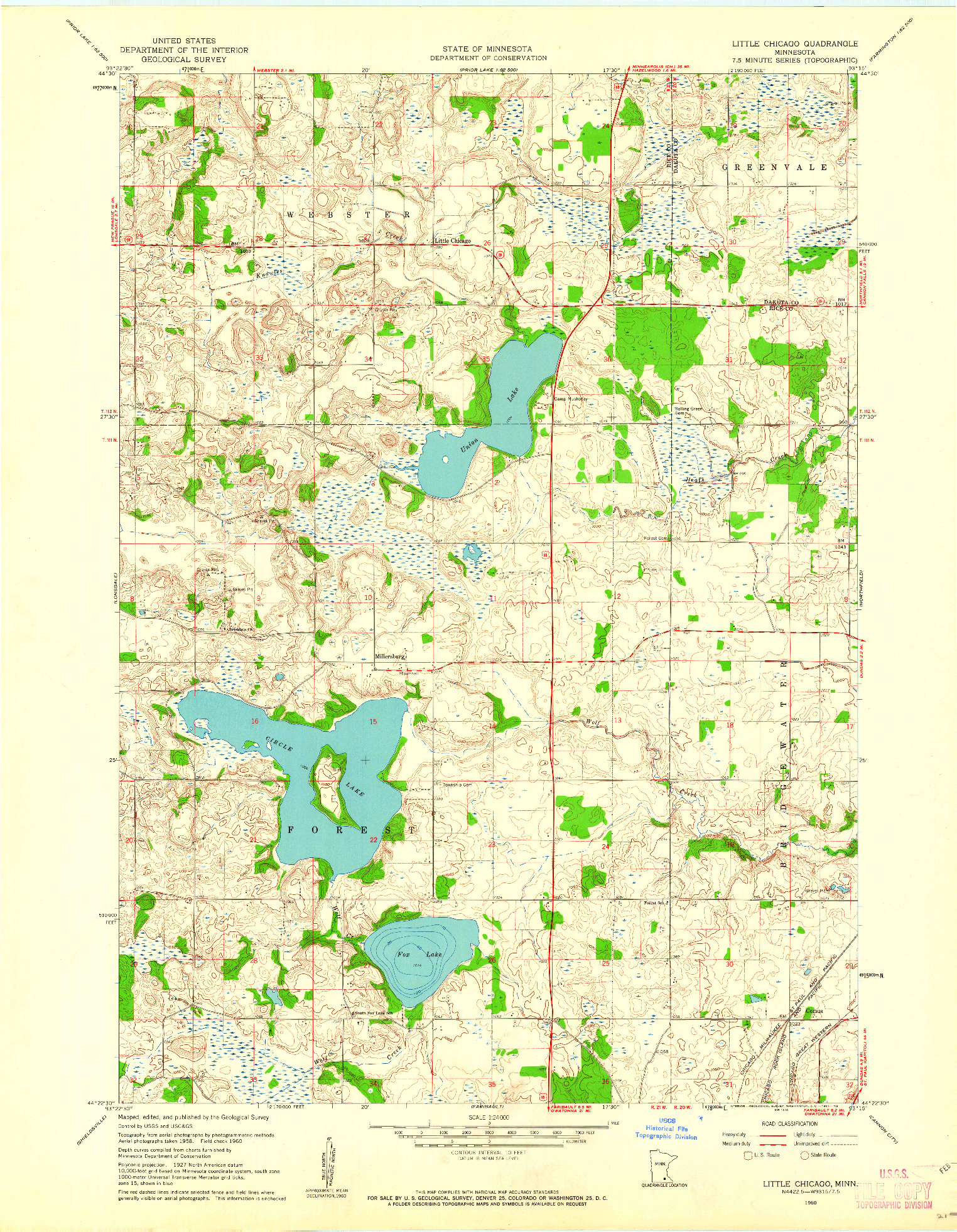 USGS 1:24000-SCALE QUADRANGLE FOR LITTLE CHICAGO, MN 1960