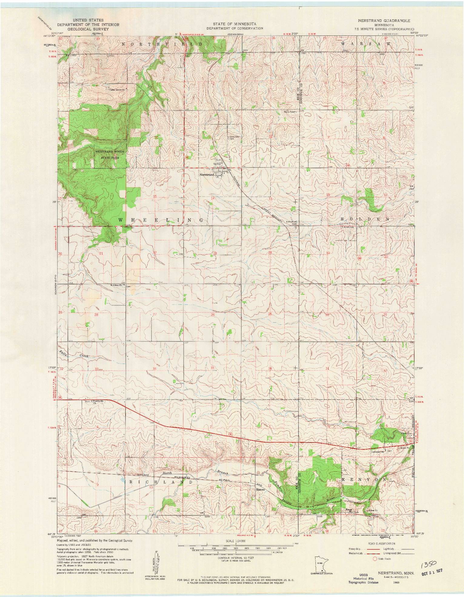 USGS 1:24000-SCALE QUADRANGLE FOR NERSTRAND, MN 1960