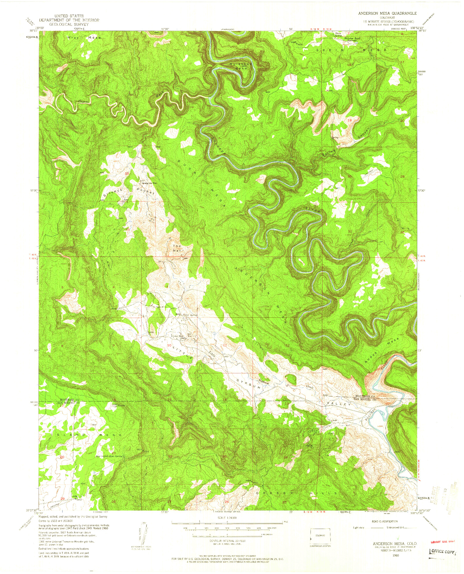 USGS 1:24000-SCALE QUADRANGLE FOR ANDERSON MESA, CO 1960