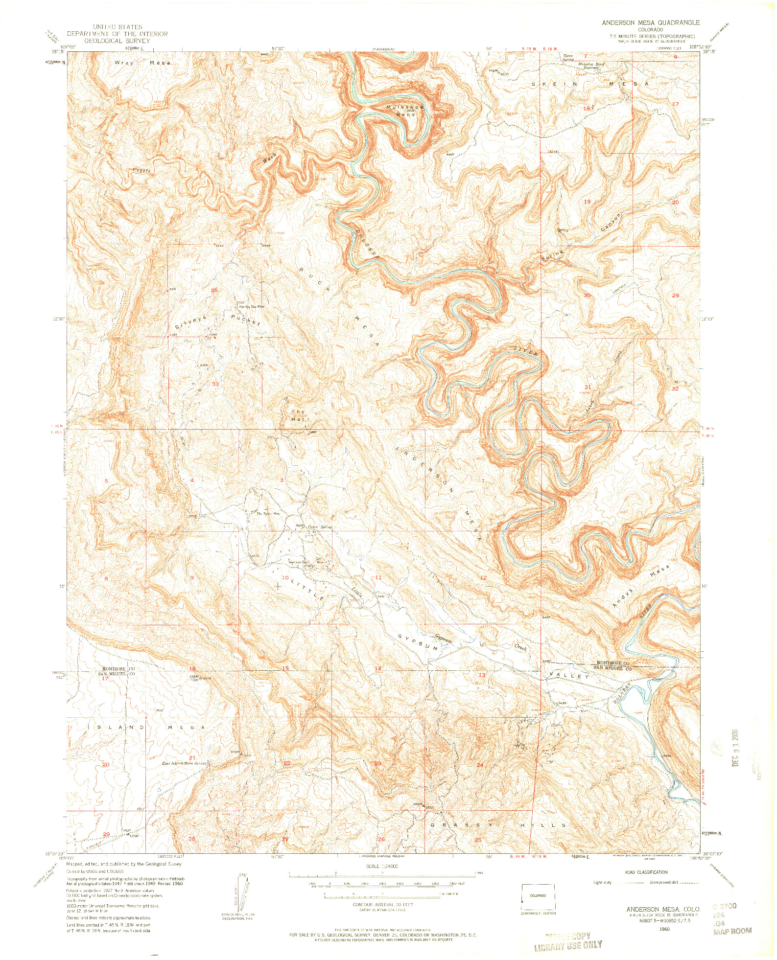 USGS 1:24000-SCALE QUADRANGLE FOR ANDERSON MESA, CO 1960