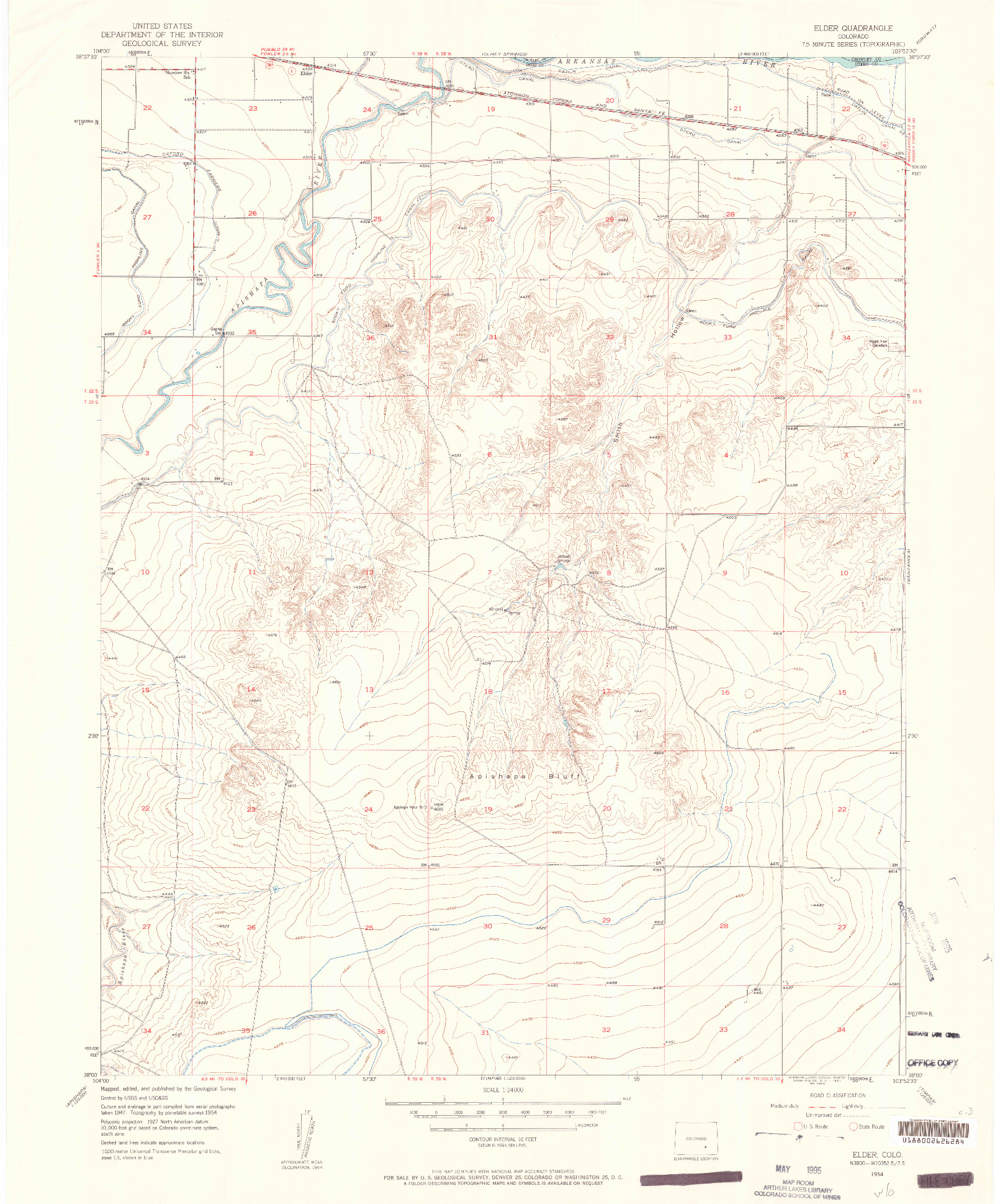 USGS 1:24000-SCALE QUADRANGLE FOR ELDER, CO 1954