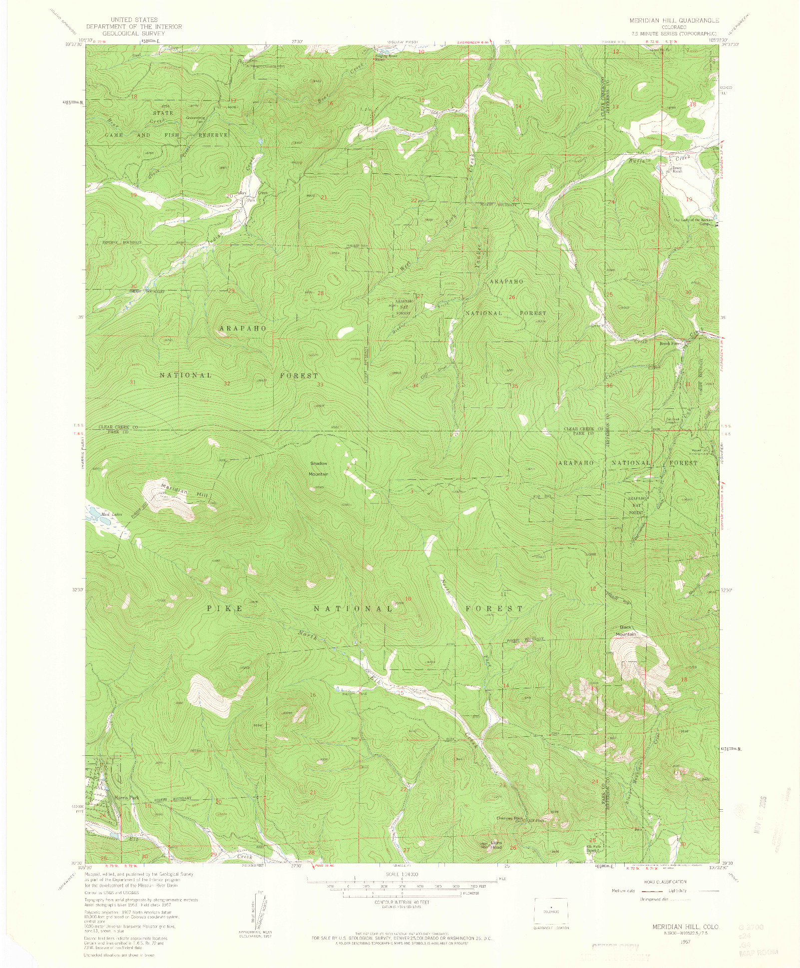 USGS 1:24000-SCALE QUADRANGLE FOR MERIDIAN HILL, CO 1957