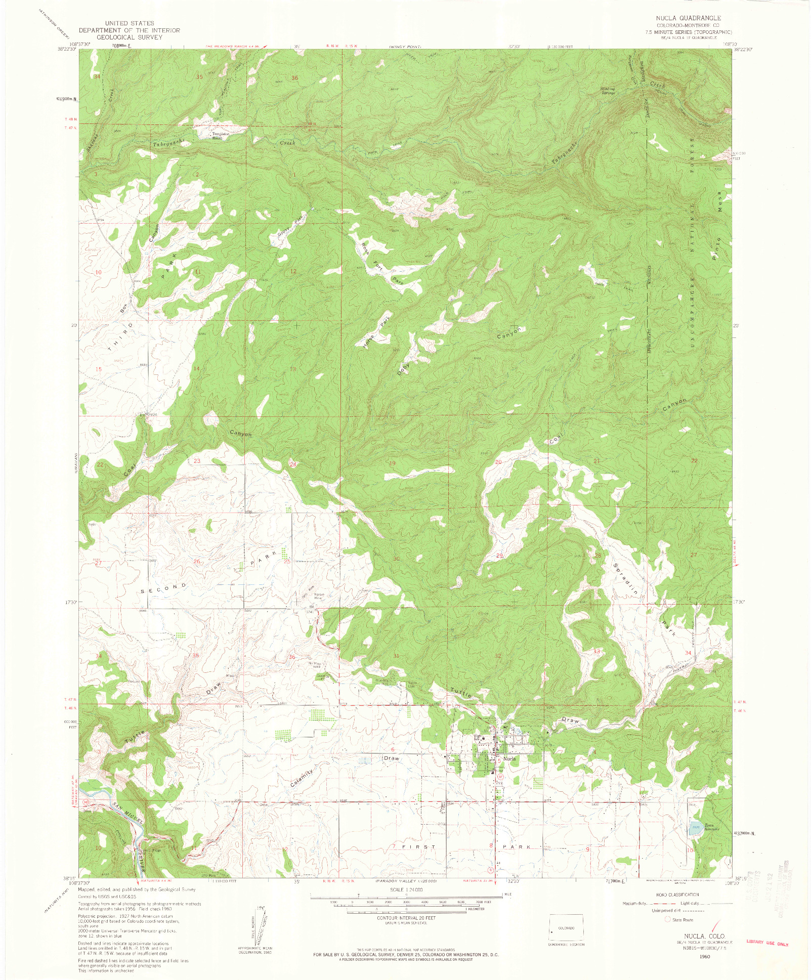 USGS 1:24000-SCALE QUADRANGLE FOR NUCLA, CO 1960