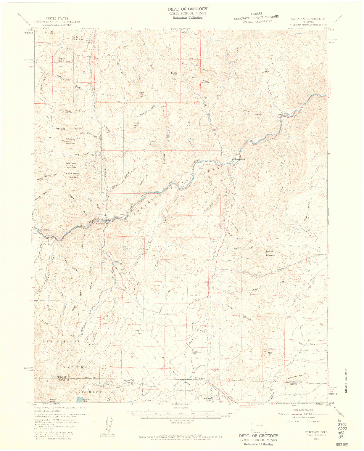 USGS 1:62500-SCALE QUADRANGLE FOR COTOPAXI, CO 1959