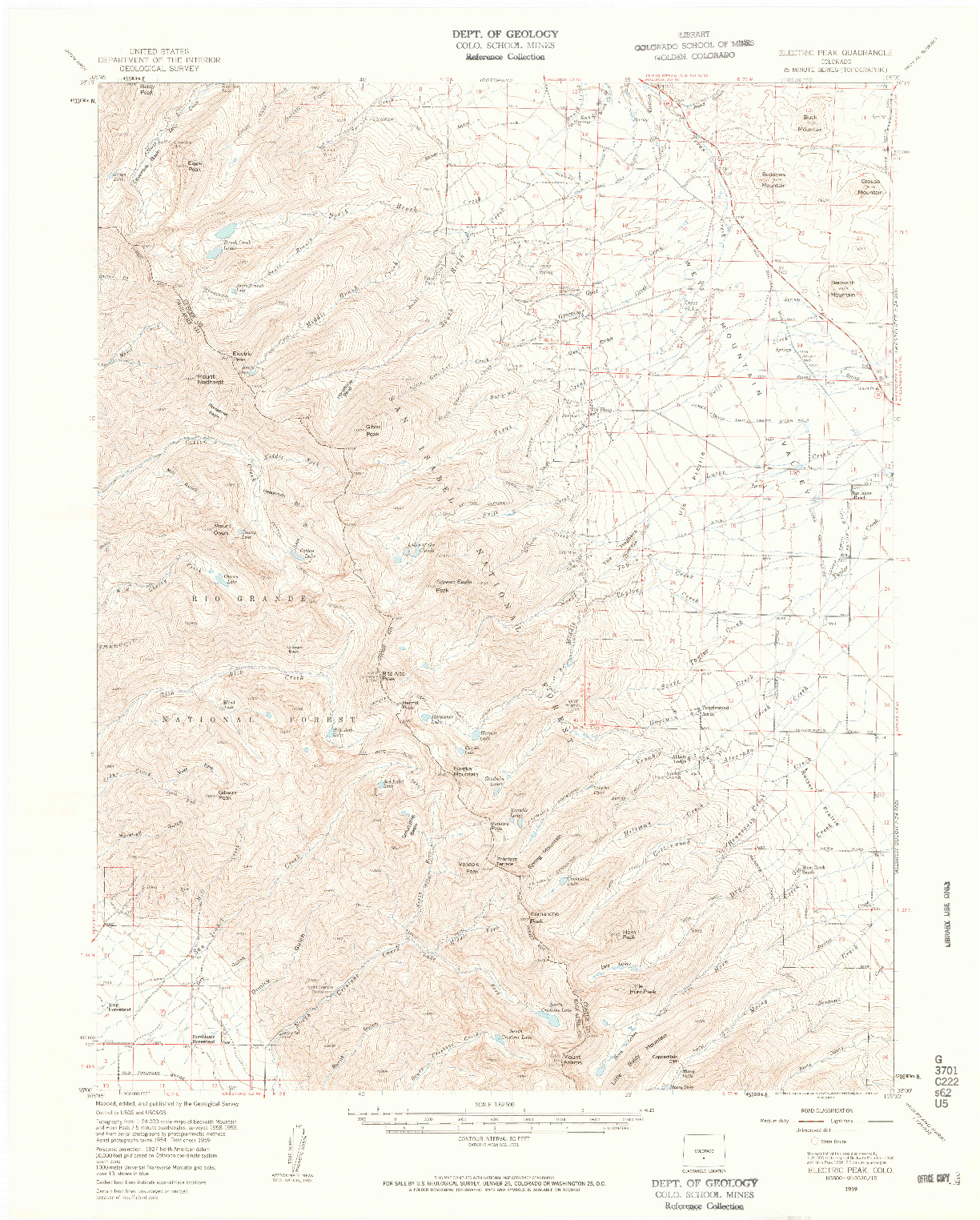 USGS 1:62500-SCALE QUADRANGLE FOR ELECTRIC PEAK, CO 1959