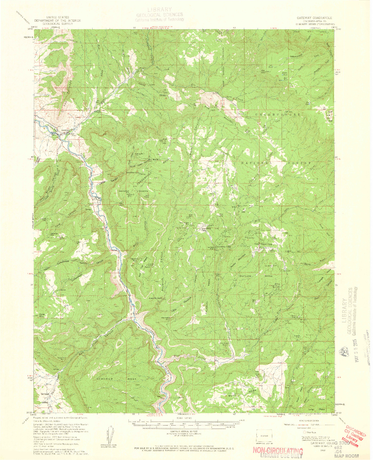 USGS 1:62500-SCALE QUADRANGLE FOR GATEWAY, CO 1960