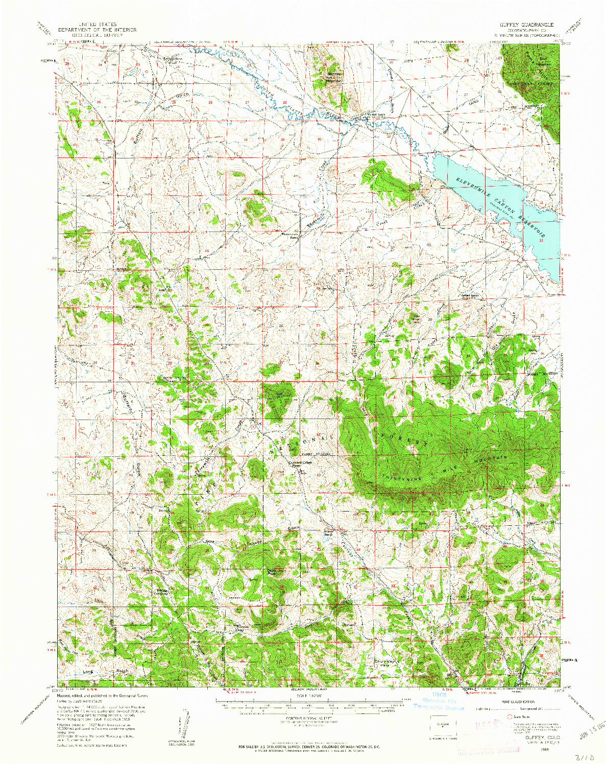 USGS 1:62500-SCALE QUADRANGLE FOR GUFFEY, CO 1959