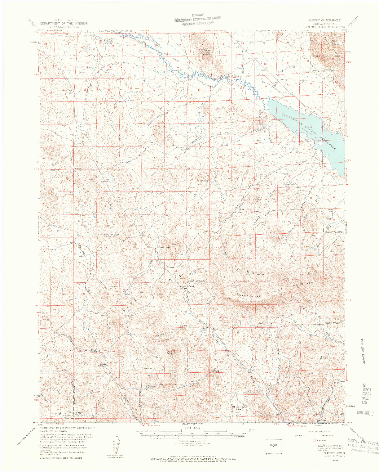 USGS 1:62500-SCALE QUADRANGLE FOR GUFFEY, CO 1959
