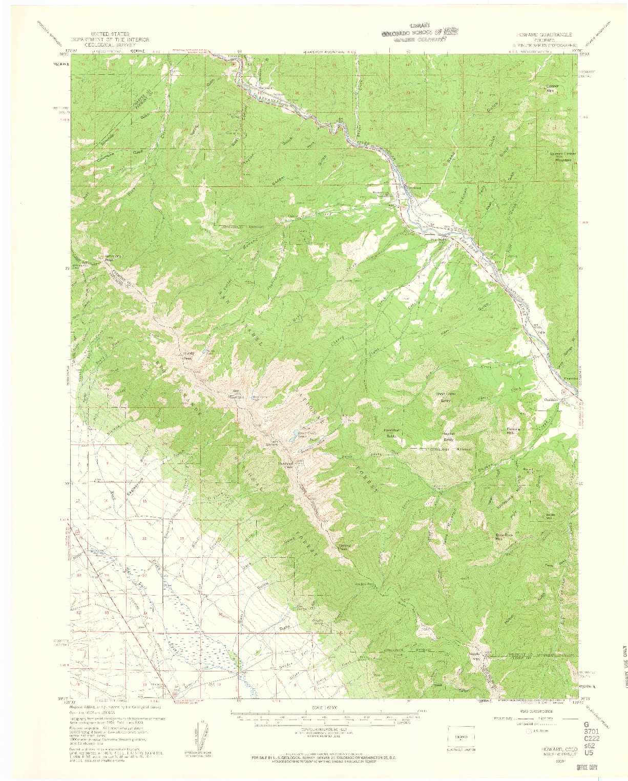 USGS 1:62500-SCALE QUADRANGLE FOR HOWARD, CO 1959